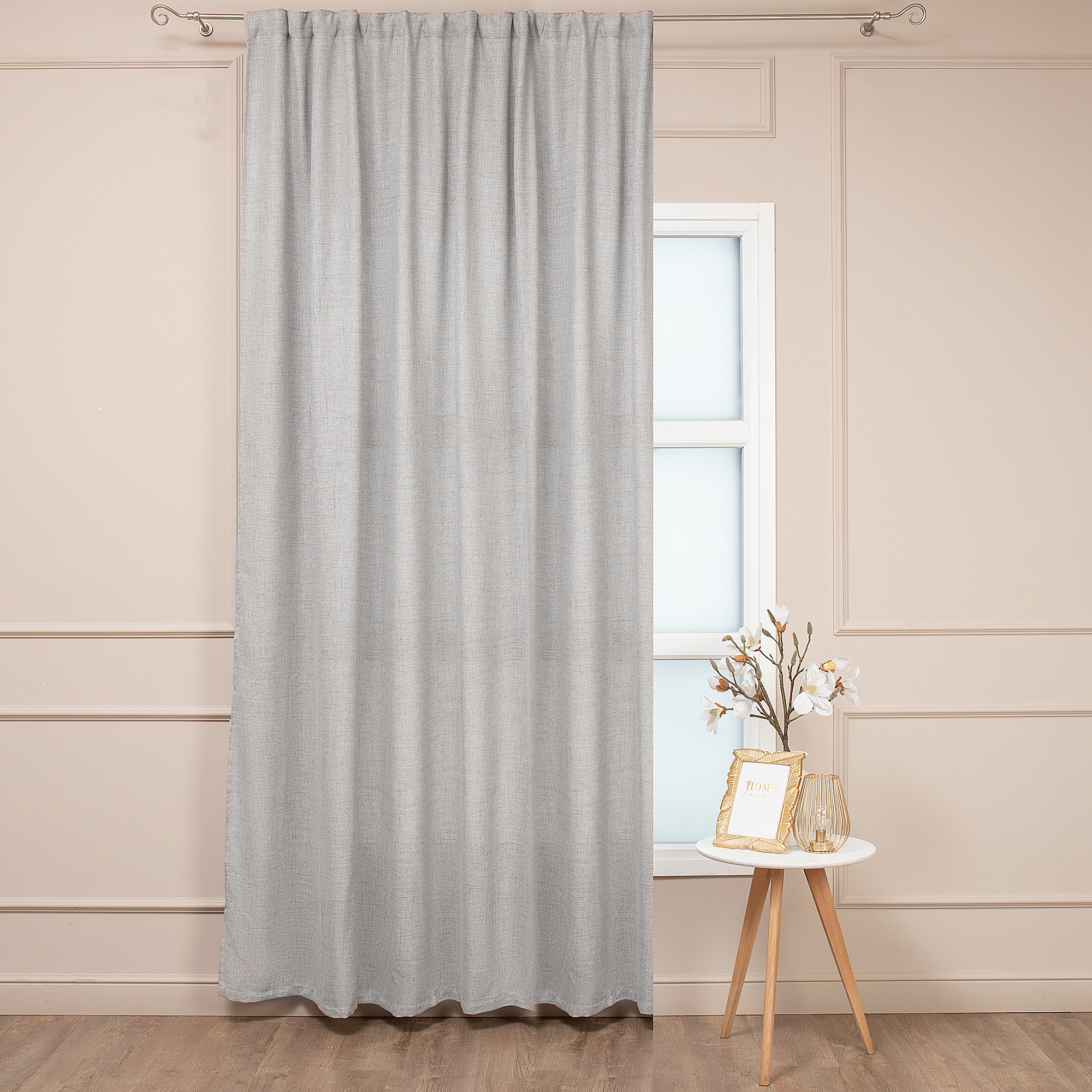 Изображение товара Штора на ленте 200x280 см из рогожки серого цвета для спальни