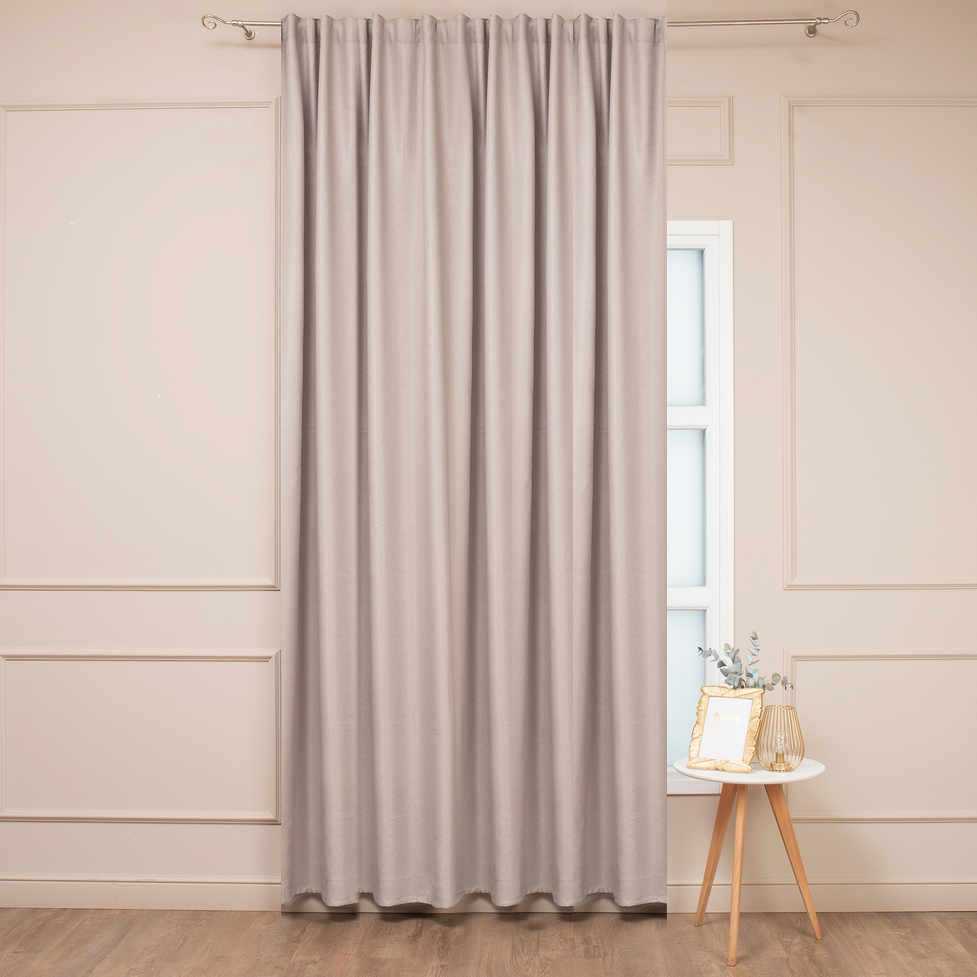 Изображение товара Штора димаут 200x295 см бежевый ткань рогожка неоклассика для спальни