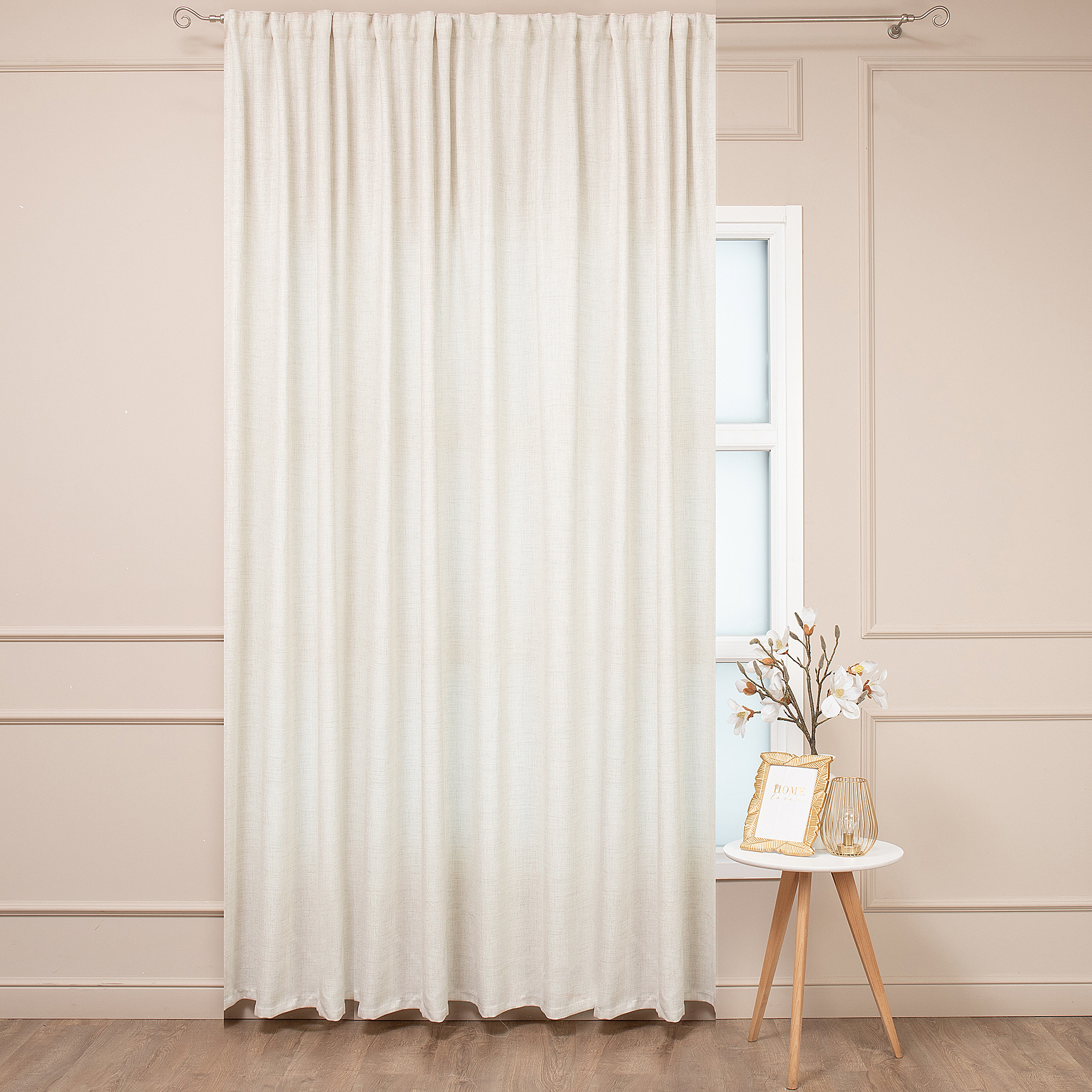 Изображение товара Штора на ленте 200x280 см лен бежевый неоклассика стиль
