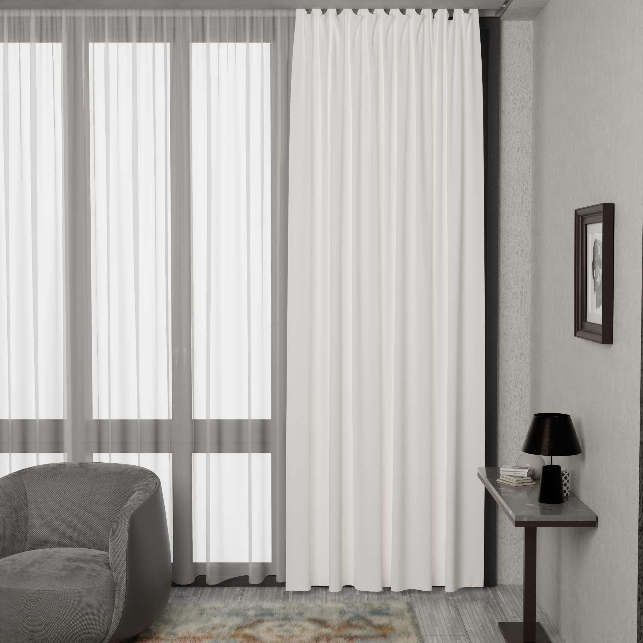 Изображение товара Штора на ленте со скрытыми петлями блэкаут 200x280 см молочнаЯ