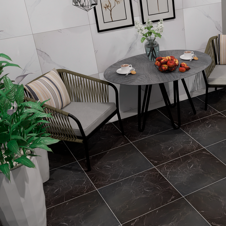 Изображение товара Кварцвиниловая плитка Bazzart Мрамор Эшфорд 60x60 см влагостойкая и износостойкая