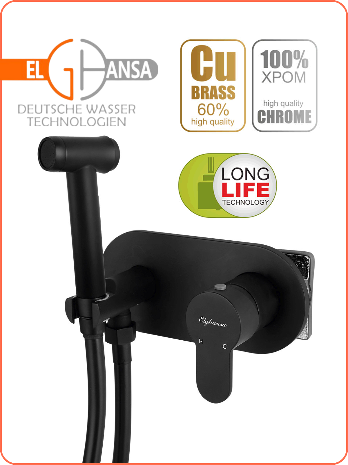 Изображение товара Смеситель для биде Elghansa 15R0883-Black (Set-824) с гигиеническим душем встраиваемый цвет черный Изображение товара Смеситель для биде Elghansa 15R0883-Black (Set-824) с гигиеническим душем встраиваемый цвет черный