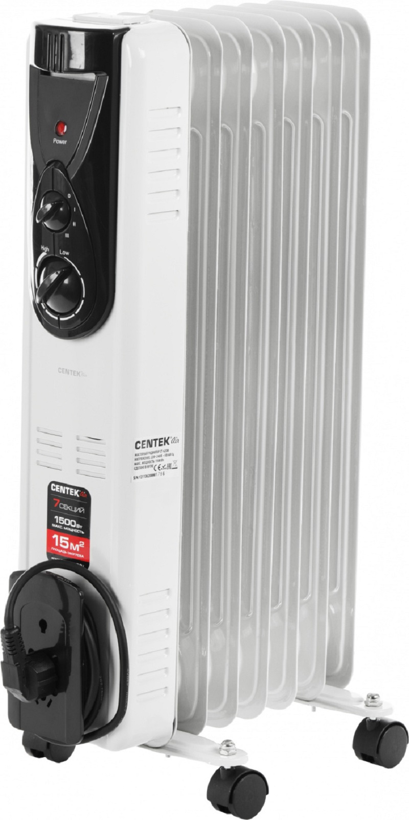 Изображение товара Масляный обогреватель Centek CT-6200 с электронным термостатом, 1500 Вт, 7 секций