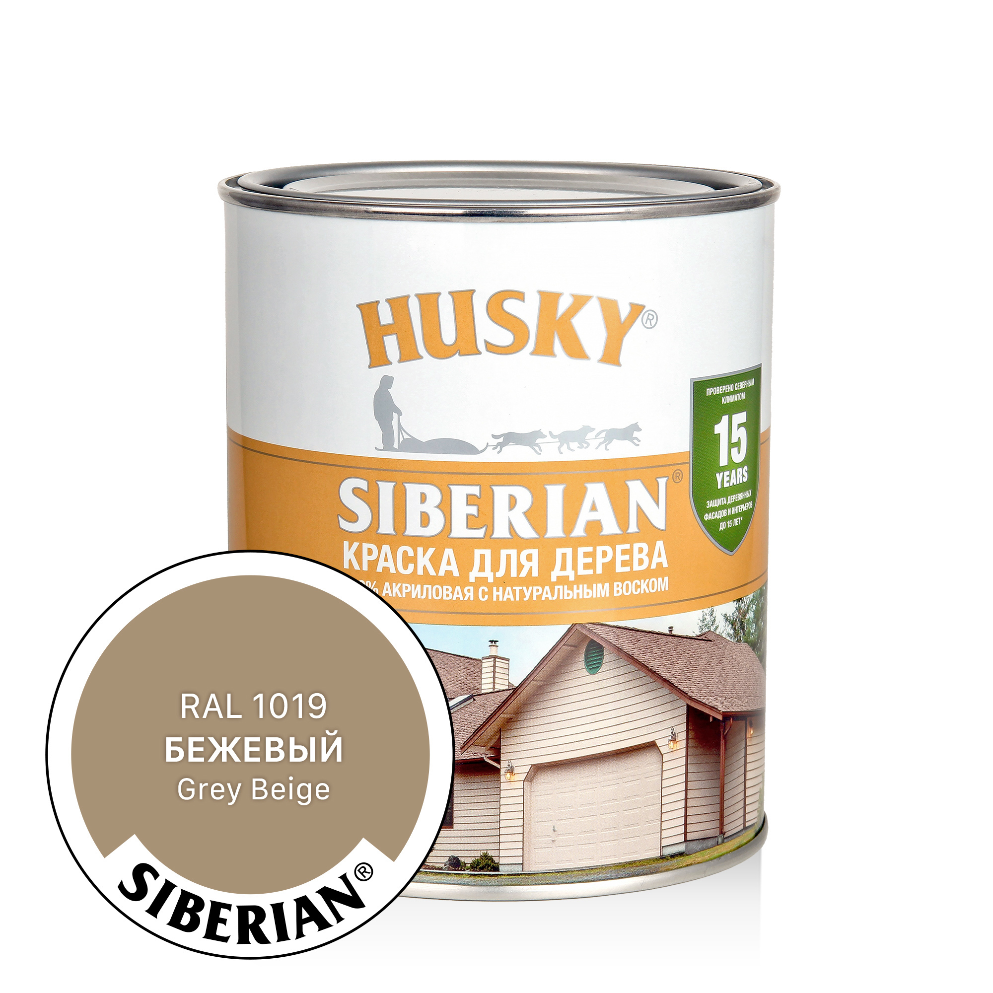 Изображение товара Краска акриловая для дерева Husky Siberian 31937 цвет бежевый полуматовый 0.9 л