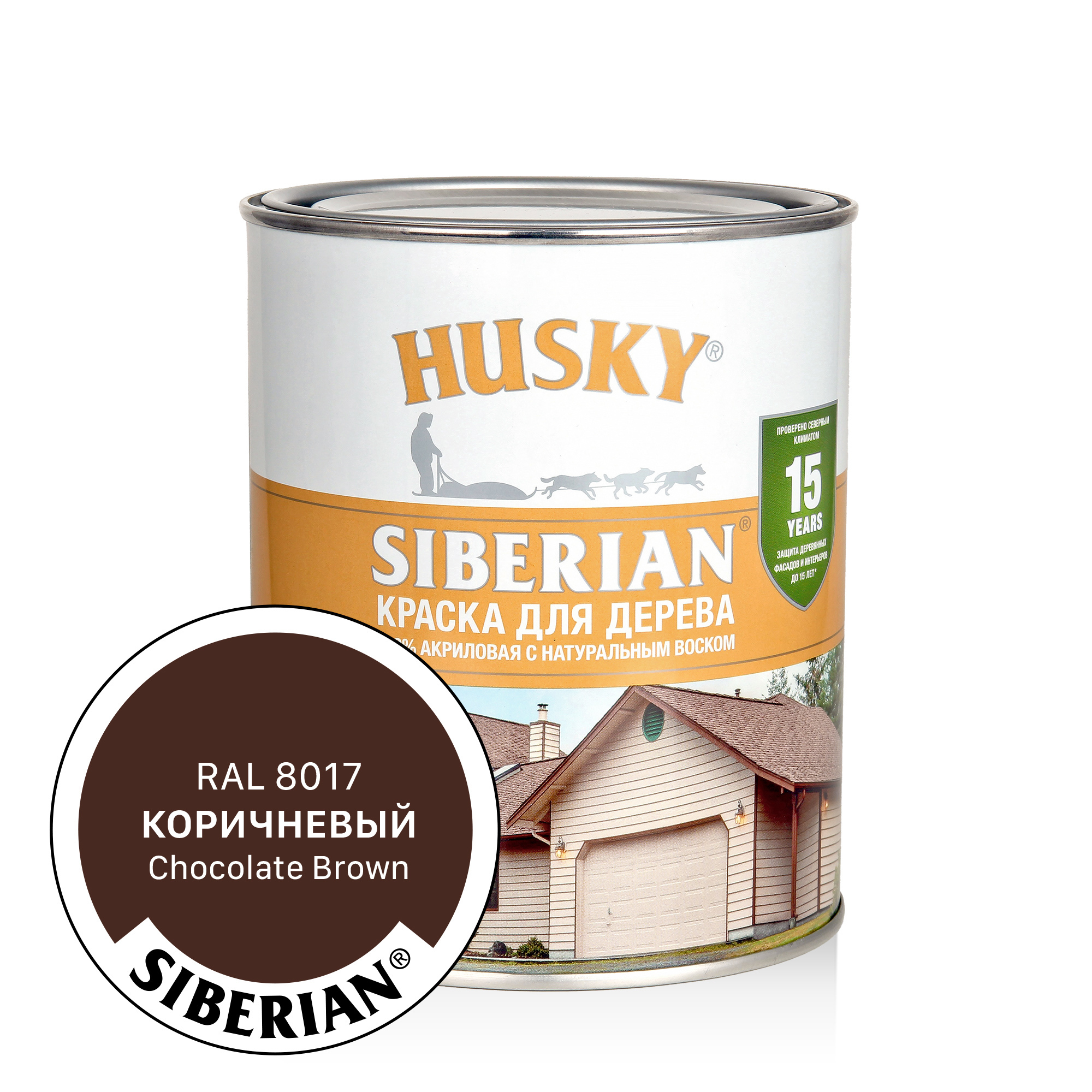 Изображение товара Краска акриловая для дерева Husky Siberian 31941 цвет коричневый полуматовый 0.9 л