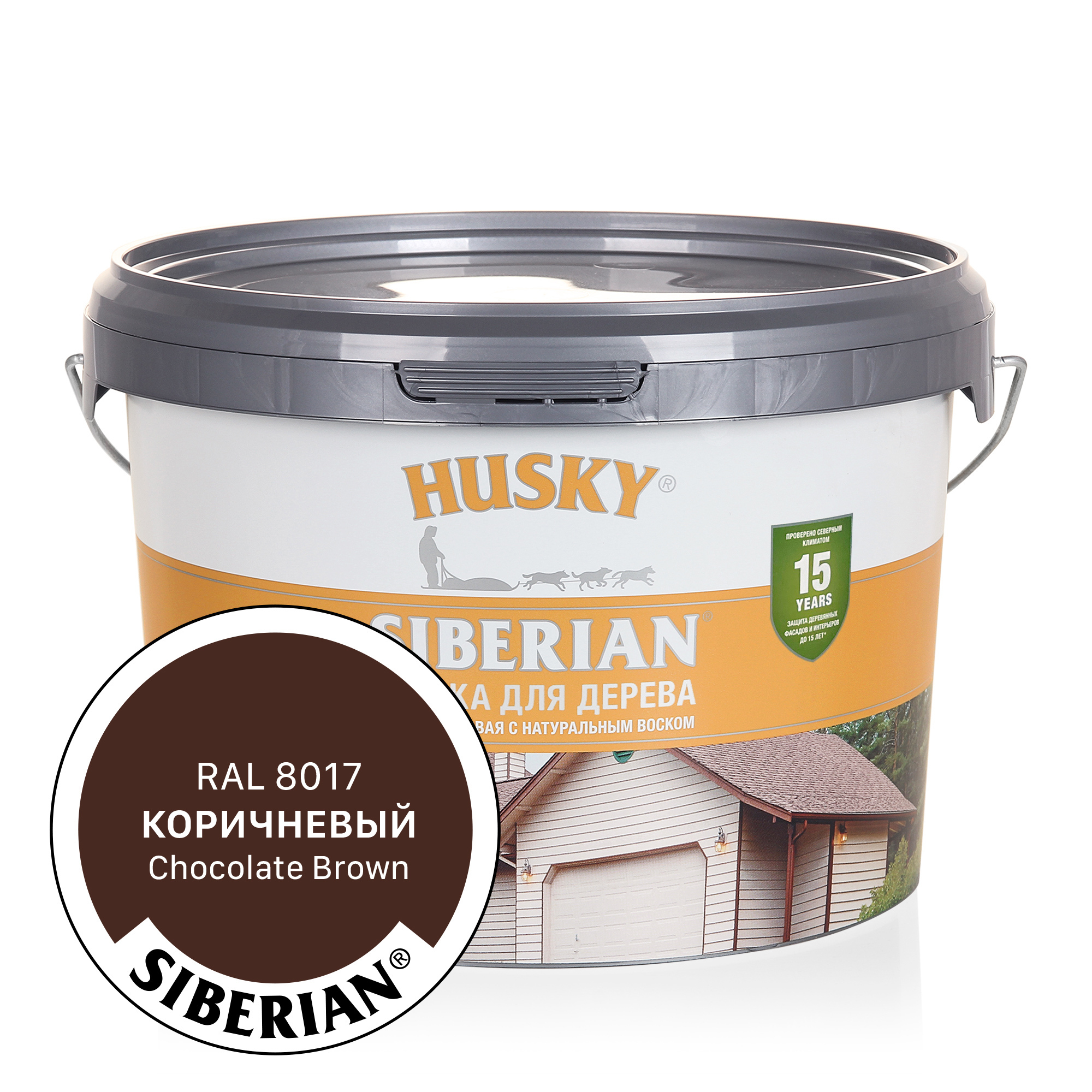 Изображение товара Краска акриловая для дерева Husky Siberian 31942 цвет коричневый полуматовый 2.7 л Изображение товара Краска акриловая для дерева Husky Siberian 31942 цвет коричневый полуматовый 2.7 л