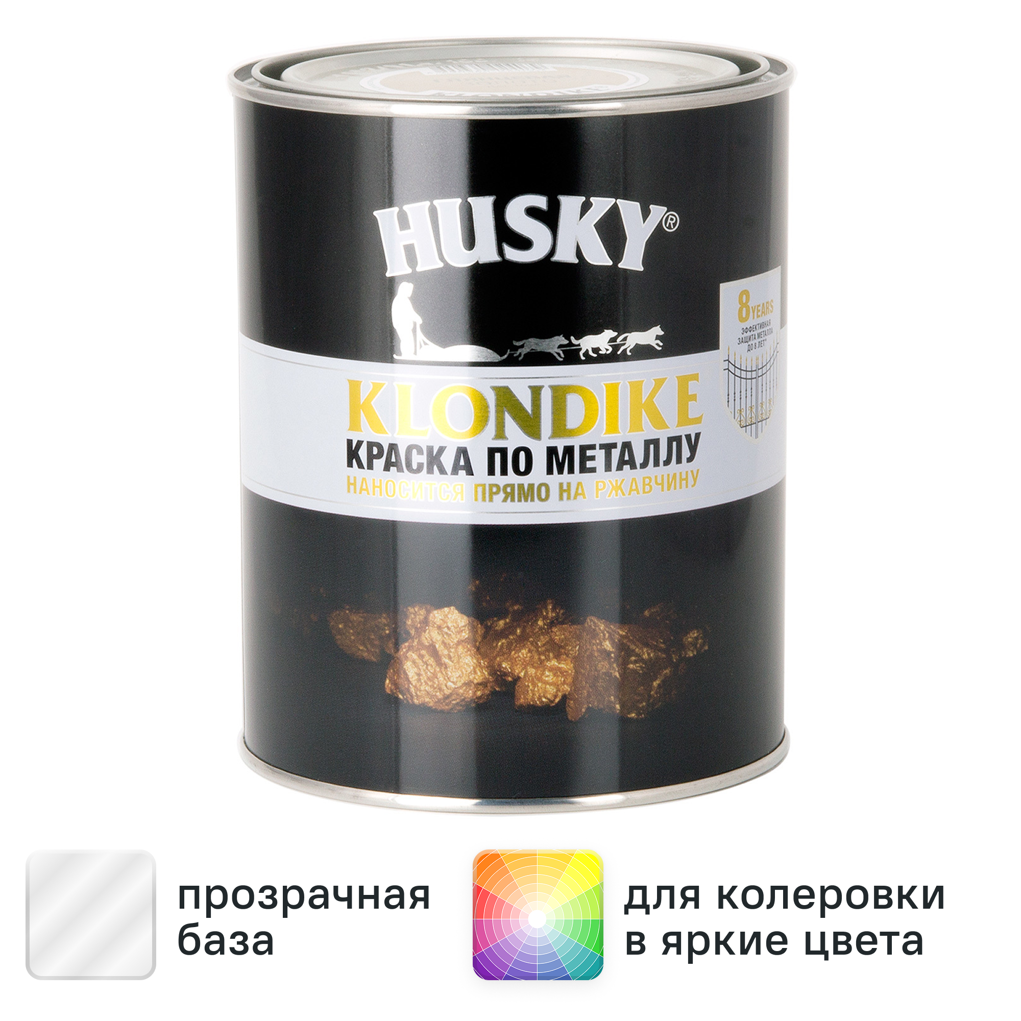 Изображение товара Глянцевая прозрачная краска по металлу Husky Klondike 0.9 л для надежной защиты