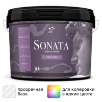 Изображение товара Краска для стен и потолков Parade Sonata Deep Matt моющаяся глубокоматовая прозрачная база С 9 л