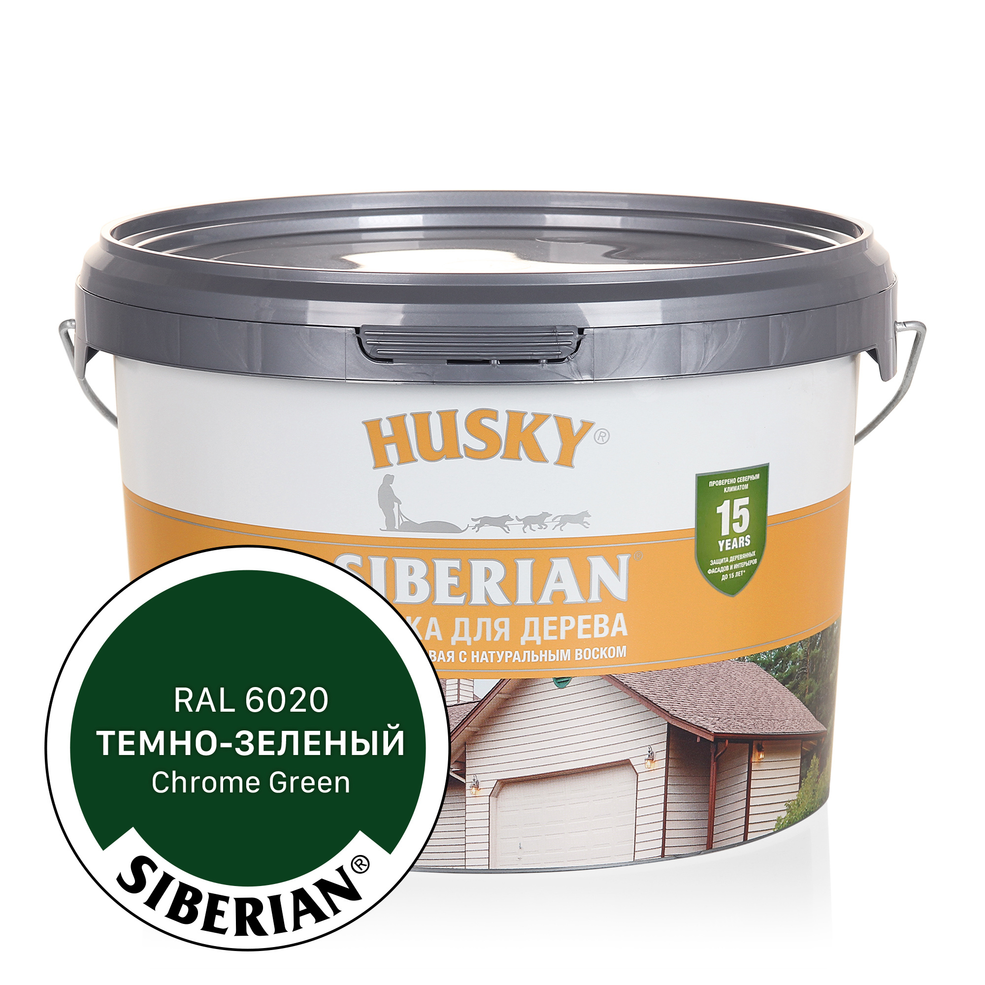 Изображение товара Краска акриловая для дерева Husky Siberian 31945 цвет темно-зелёный полуматовый 2.7 л