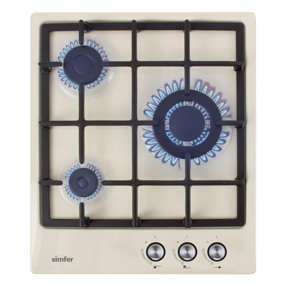 Изображение товара Газовая варочная панель Simfer H45V35R516 45 см 3 конфорки цвет бежевый