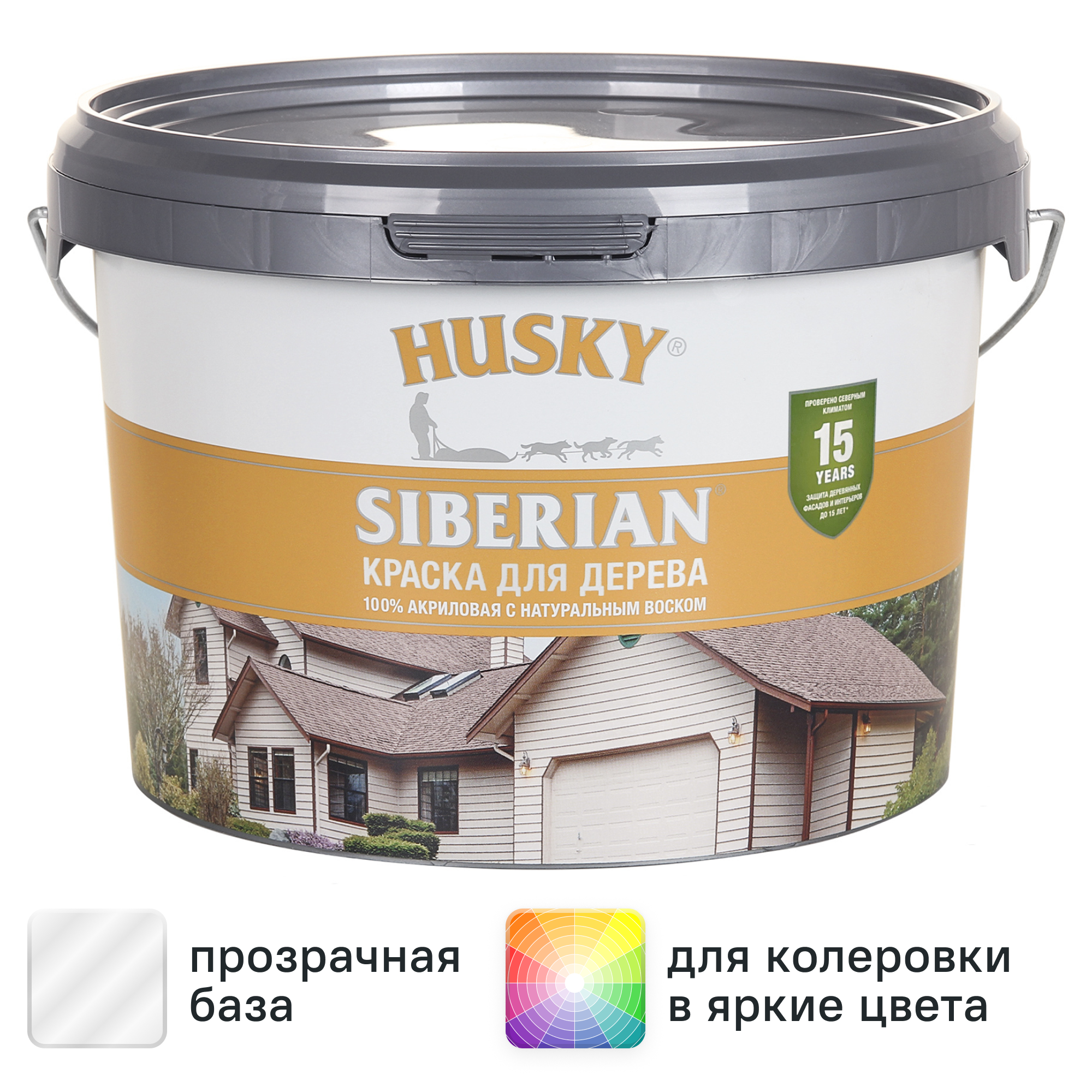 Изображение товара Краска для дерева Husky Siberian полуматовая 2.7л на водной основе