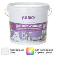Изображение товара Краска для детских комнат Husky моющаяся матовая прозрачная база С 5 л