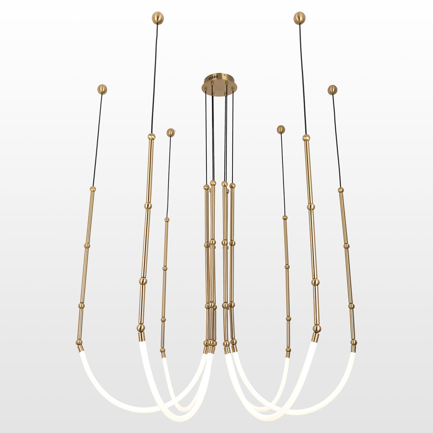 Изображение товара Подвесной светильник Люссоле Bend SY1707 6 плафонов для натяжных потолков золото