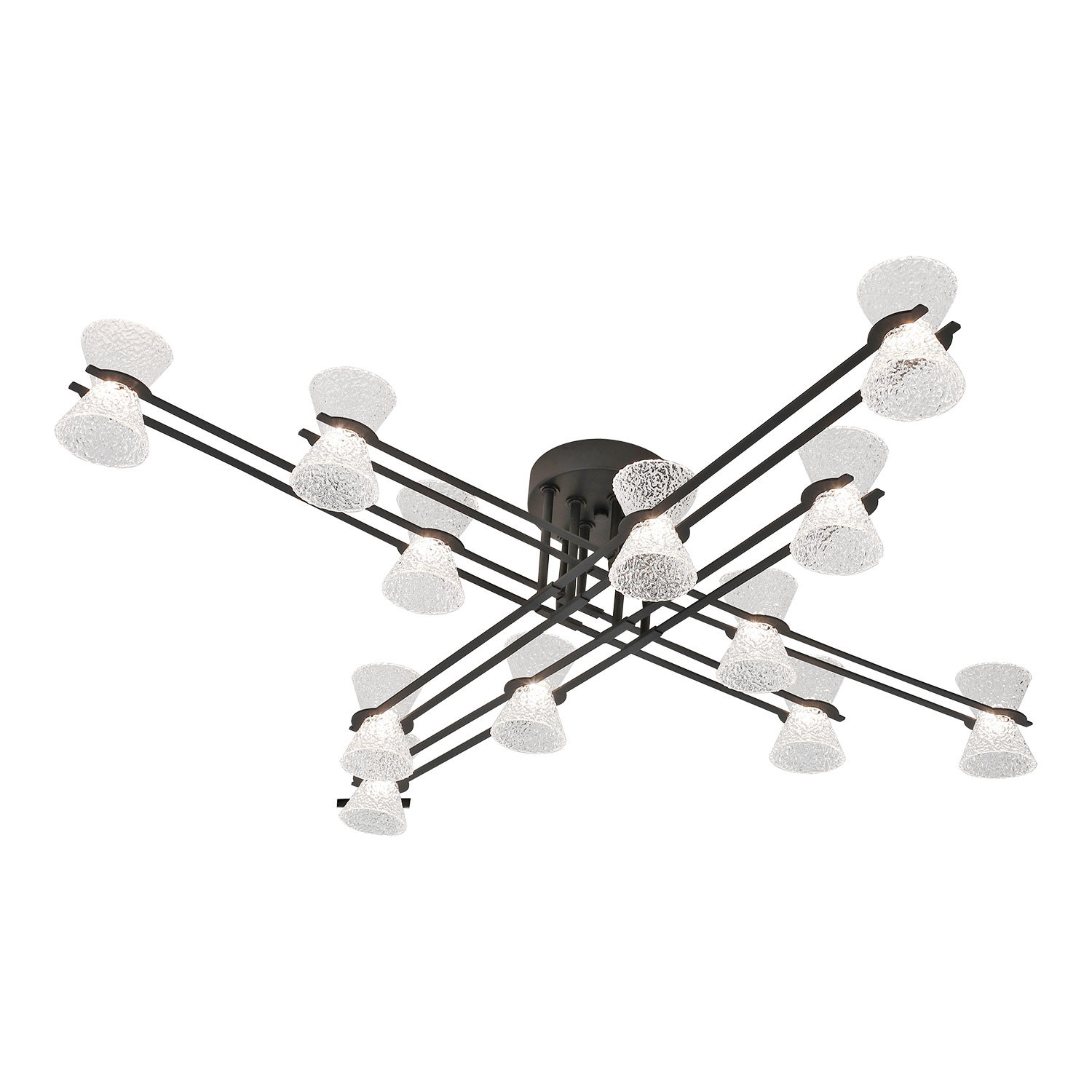 Изображение товара Люстра потолочная светодиодная Sherman Sy0747 Черная 12 плафонов 36 Вт Теплый белый