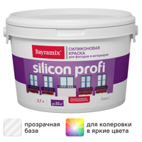 Изображение товара Краска фасадная Bayramix Silicon Profi матовая прозрачная база С 2.7 л