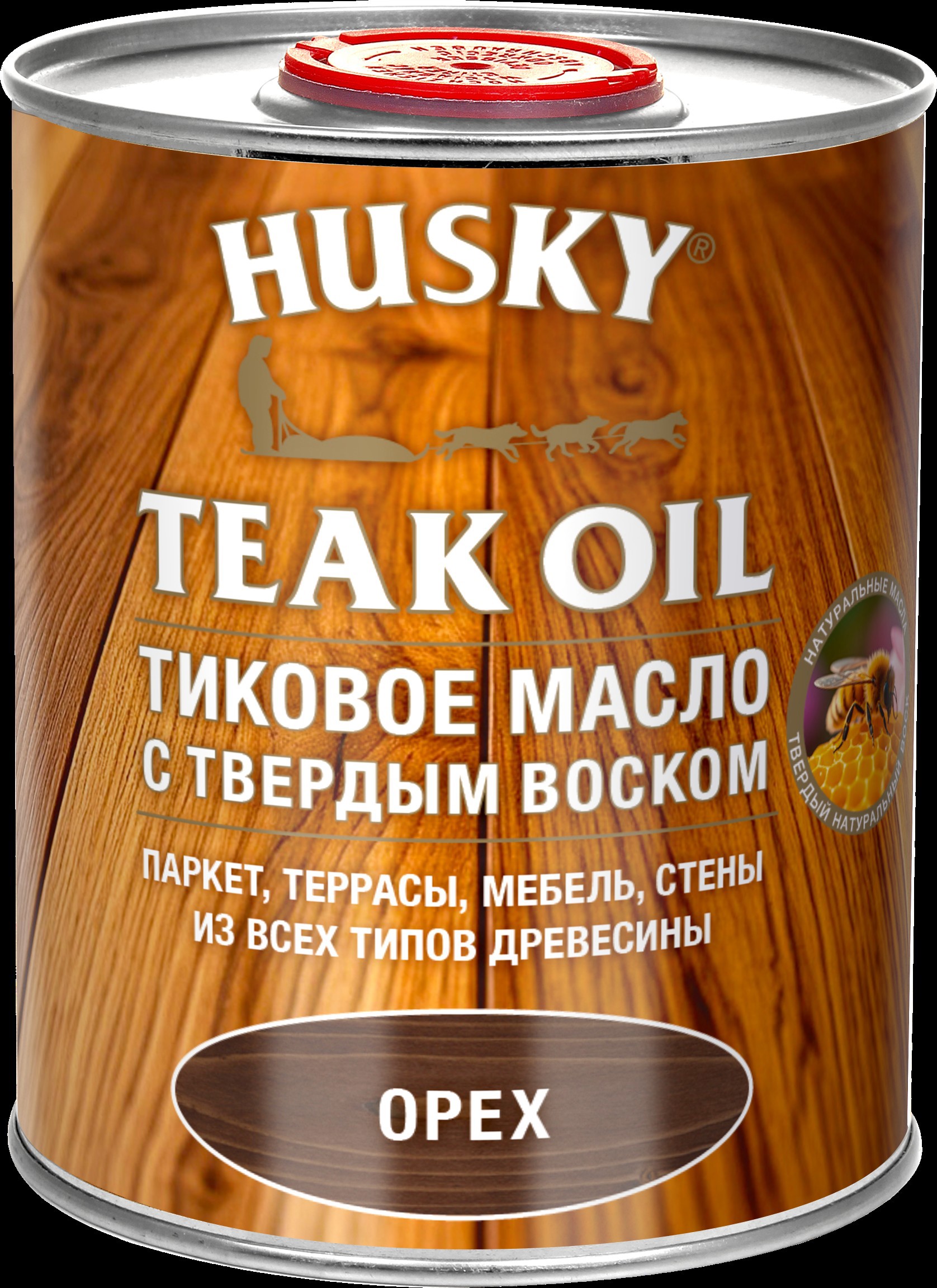 Изображение товара Защитное масло Husky деревозащитное тиковое с твердым воском цвет орех 0.9 л