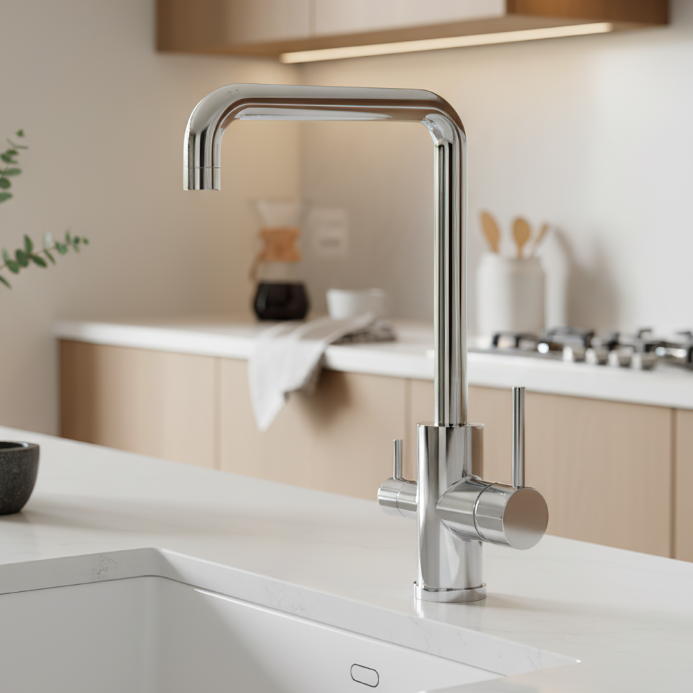 Изображение товара Смеситель для кухни Voda Fw519 с подключением к фильтру поворотный излив 27.3 см цвет хром