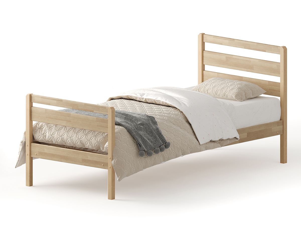 Изображение товара Кровать Домаклево Лето В3+Н3 190x90 см цвет натуральное дерево