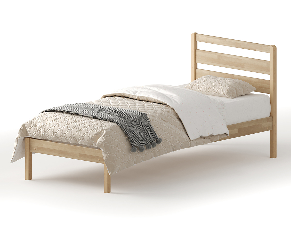 Изображение товара Кровать Домаклево Лето В3 из массива березы 200x90 см натуральное дерево