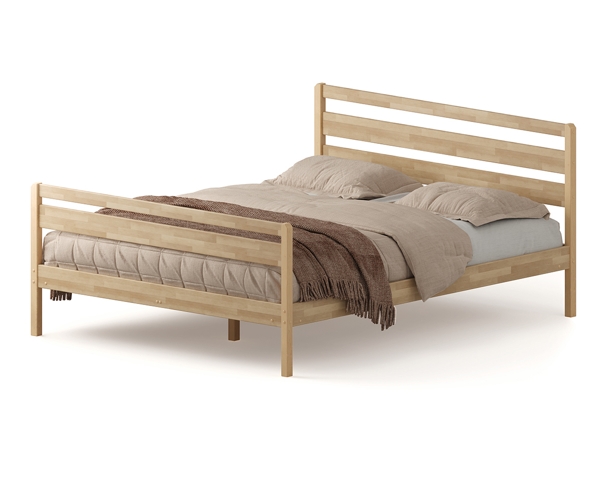 Изображение товара Кровать Домаклево Лето В3+Н3 120x200 см натуральное дерево минимализм