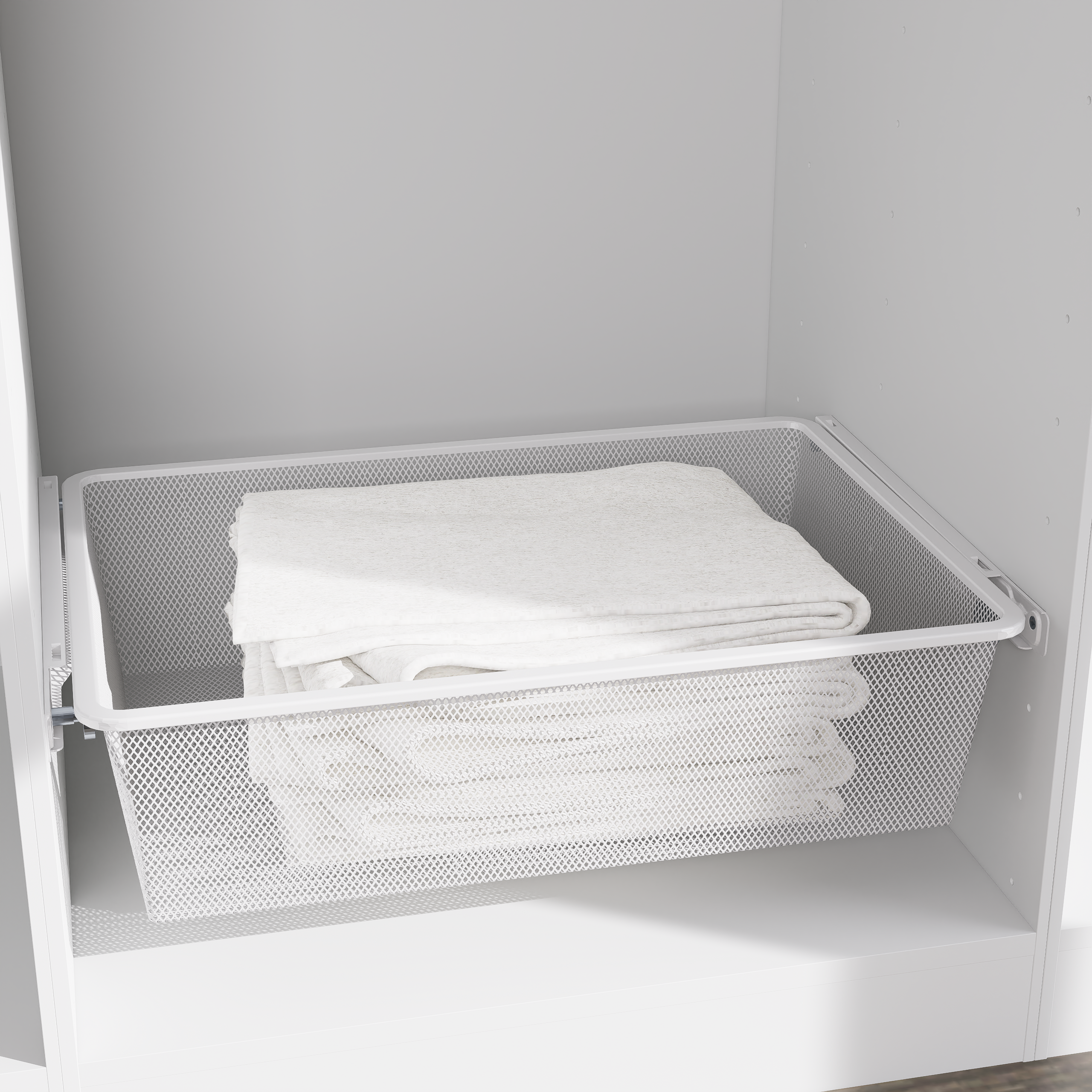 Изображение товара Корзина Выдвижная Белая Металлическая 56.8x51.4x14.4 см, Китай Изображение товара Корзина Выдвижная Белая Металлическая 56.8x51.4x14.4 см, Китай