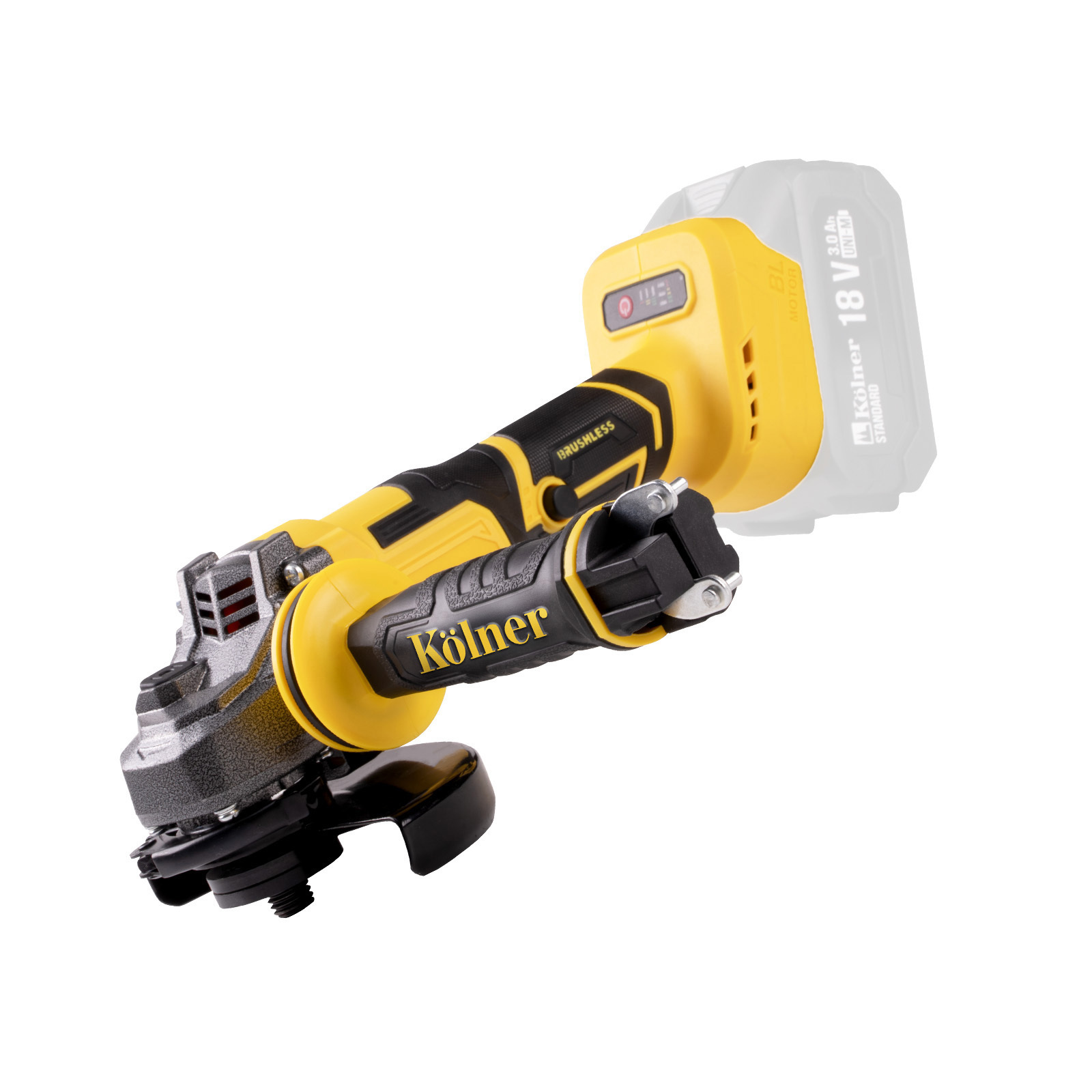 Изображение товара Аккумуляторная бесщеточная угловая шлифовальная машина KOLNER KAG 18-125BL, 18 В, 125 мм