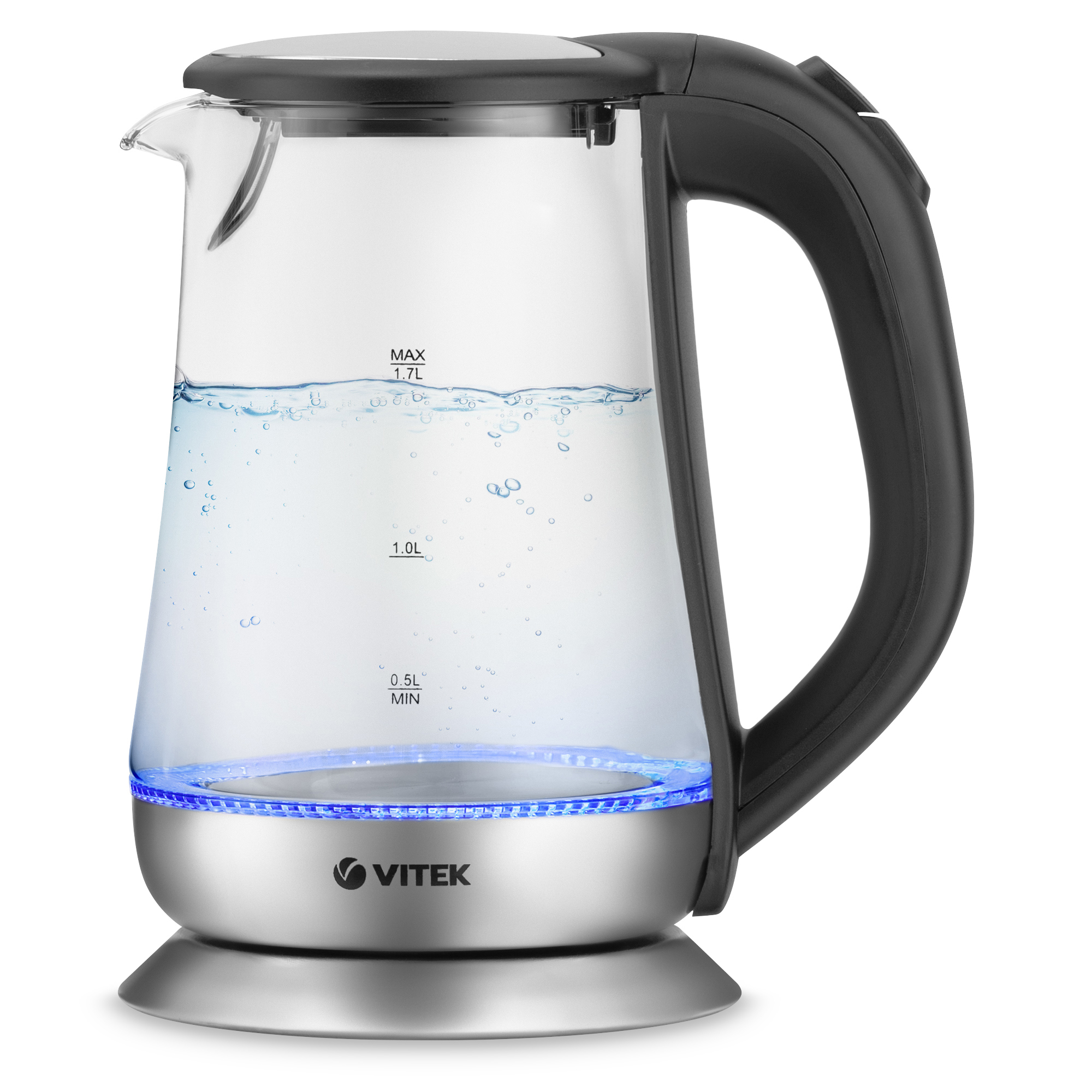 Изображение товара Электрический чайник 1.7 л Vitek VT-7036 (TR) стекло цвет черный Изображение товара Электрический чайник 1.7 л Vitek VT-7036 (TR) стекло цвет черный