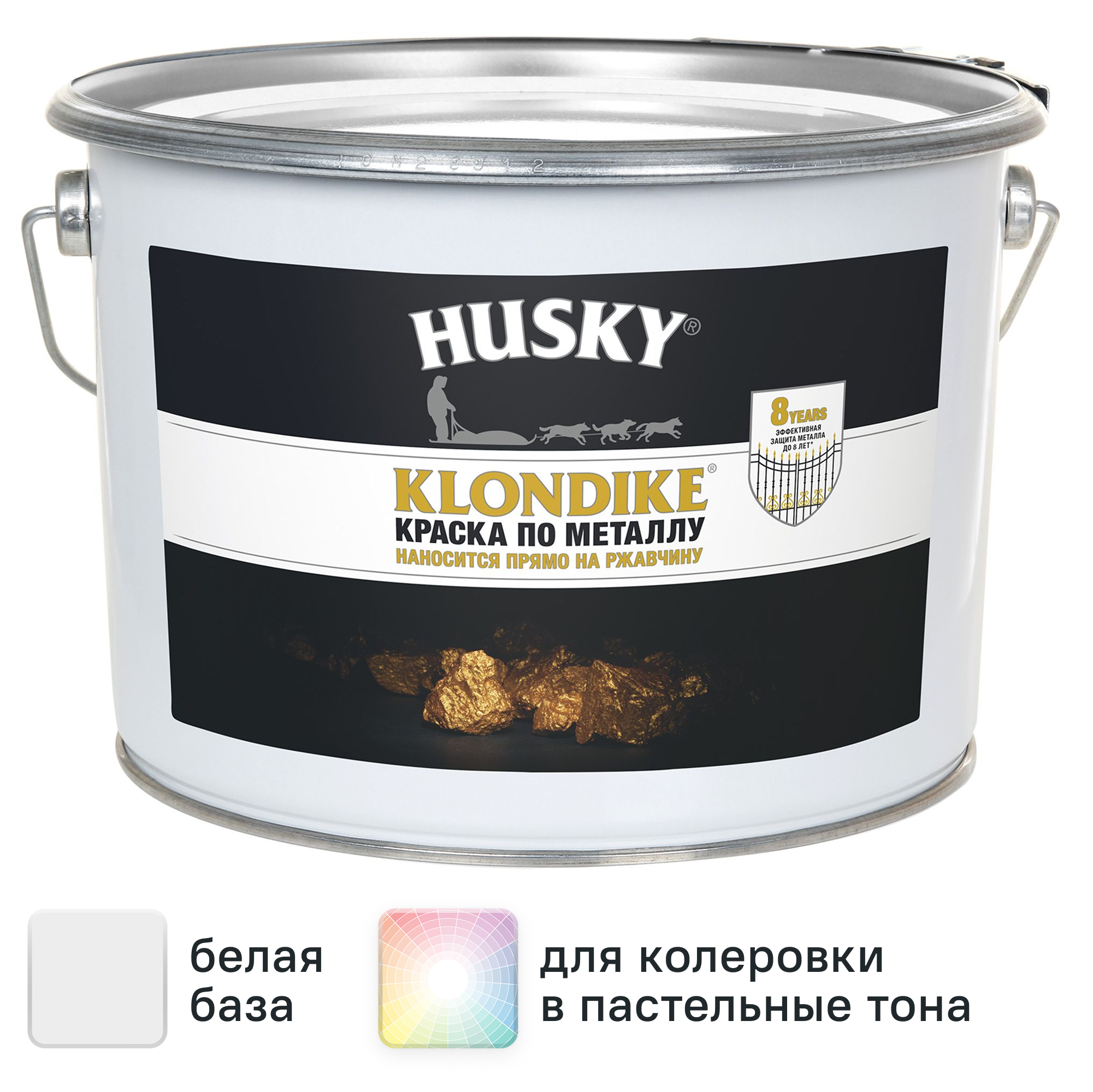 Изображение товара Краска по металлу Husky Klondike белая базы A 9 л для защиты и декора