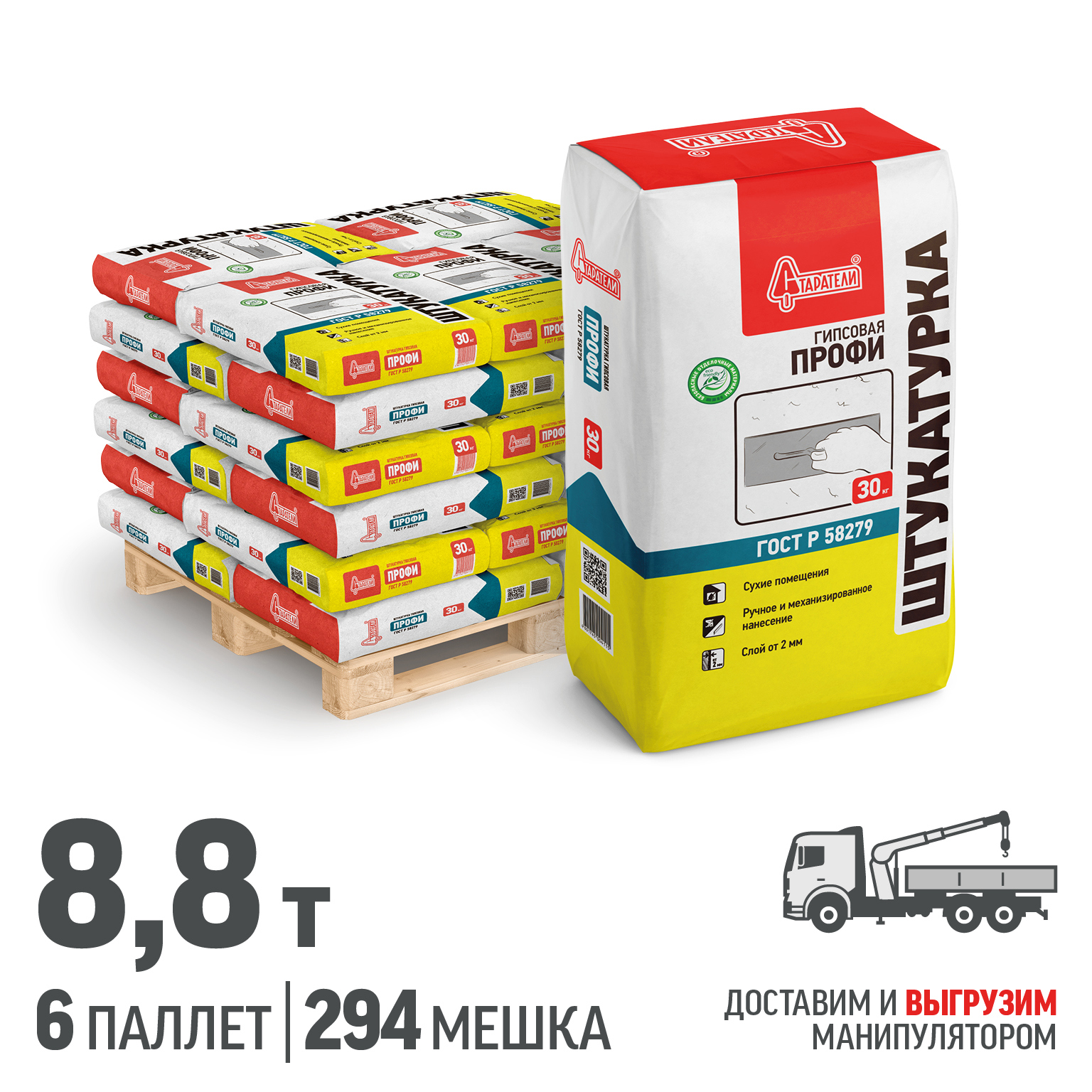 Изображение товара Гипсовая штукатурка Старатели Профи для внутренних работ 30 кг комплект