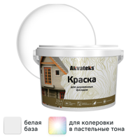 Изображение товара Краска для деревянных фасадов Akvateks матовая цвет белый база А 2.5 л