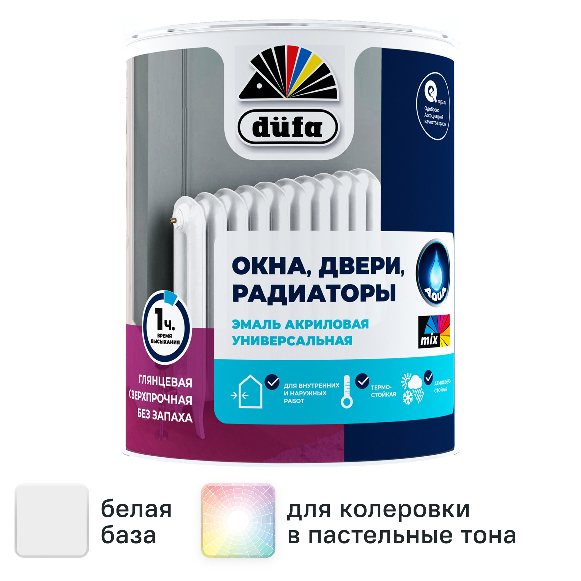 Изображение товара Эмаль Dufa Универсальная цвет белый 0.75 л глянцевая