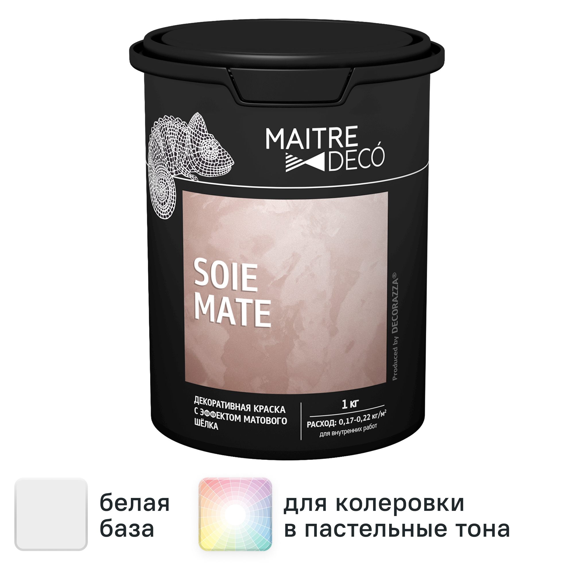 Изображение товара Краска декоративная Maitre Deco Soie Mate 1 кг цвет жемчужно-белый