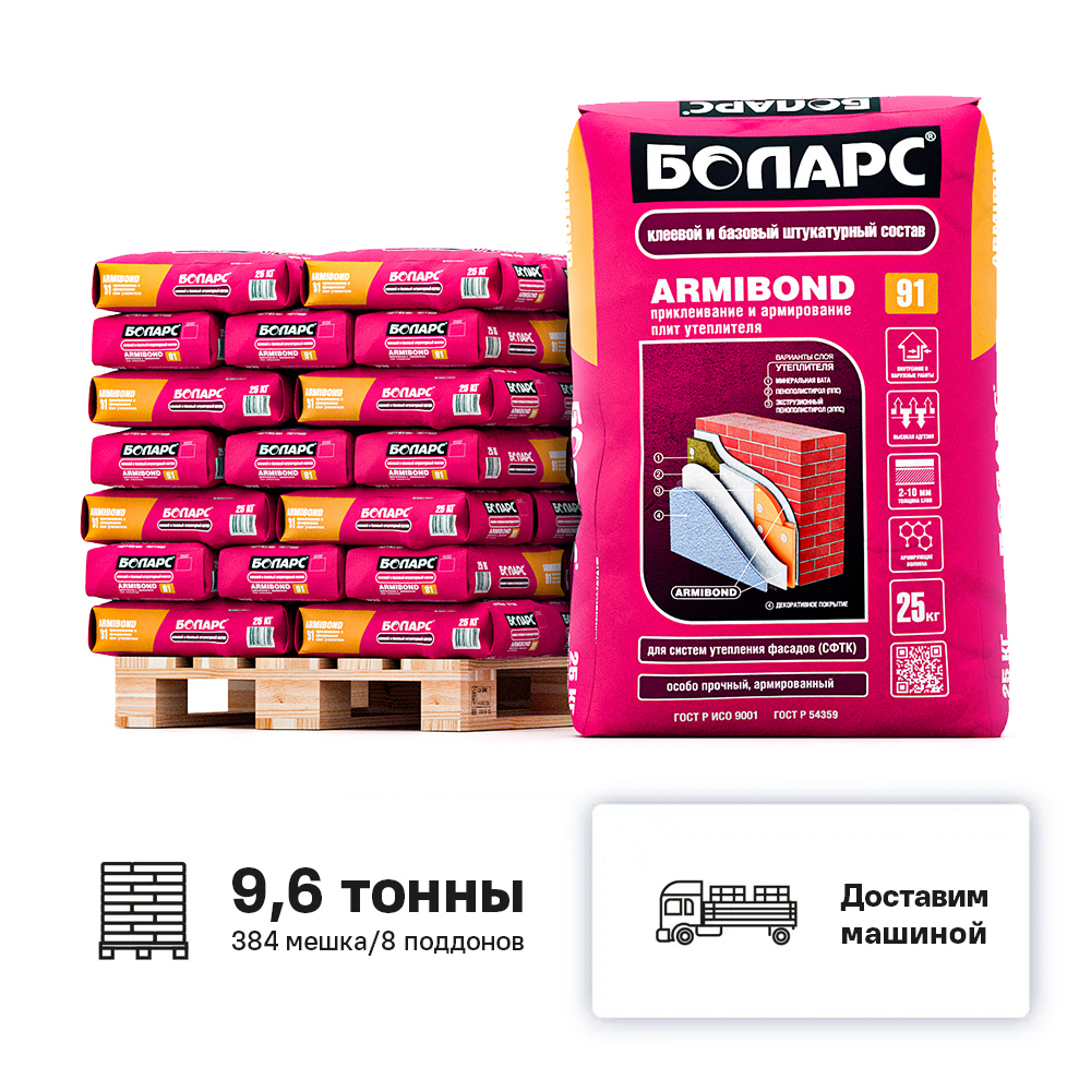 Изображение товара Клей для систем теплоизоляции Боларс Armibond цвет серый комплект 25кг x 384шт с доставкой без выгрузки