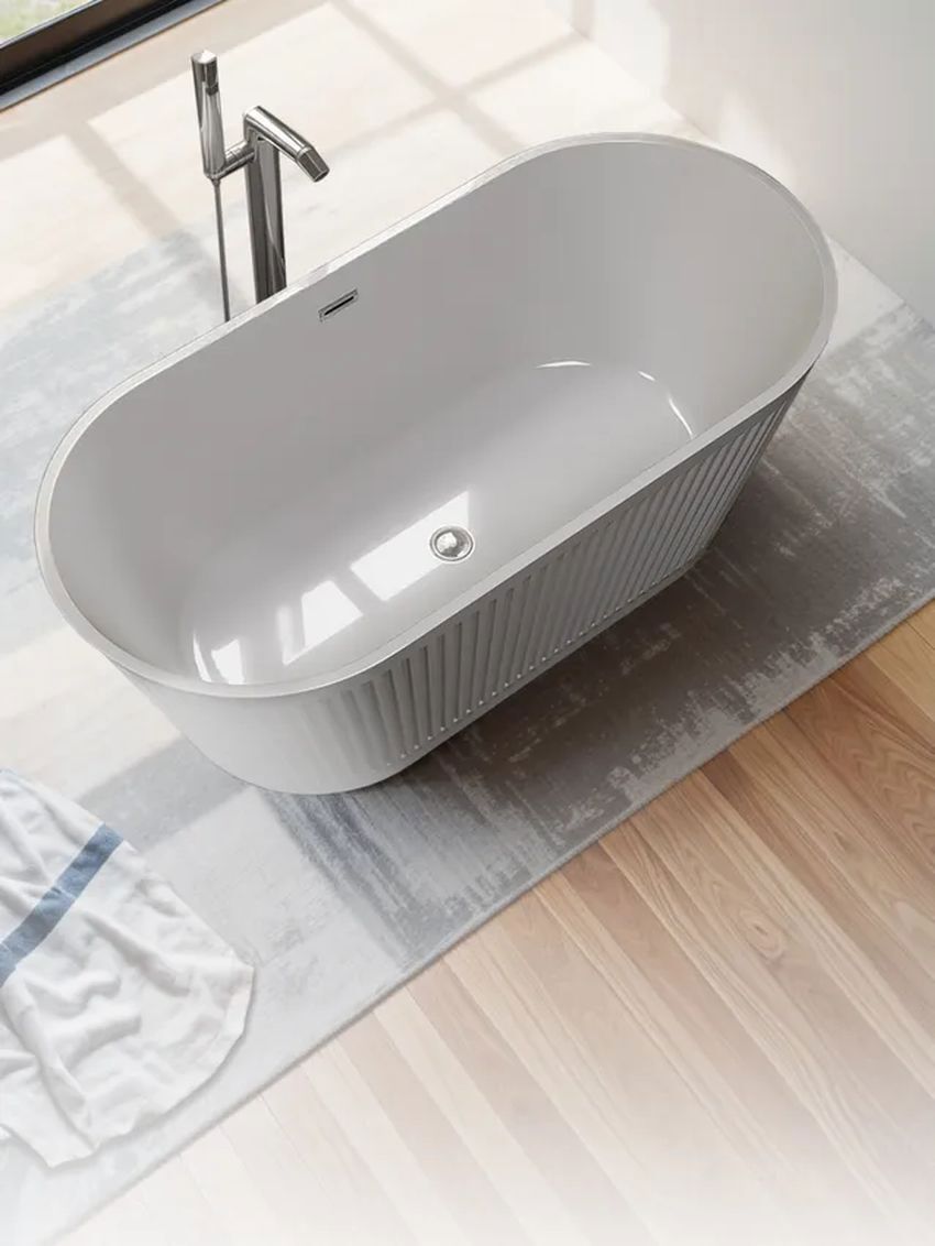 Изображение товара Ванна Bauedge Diamond отдельностоящая акриловая 170x75 белая, в комплекте со сливом-переливом