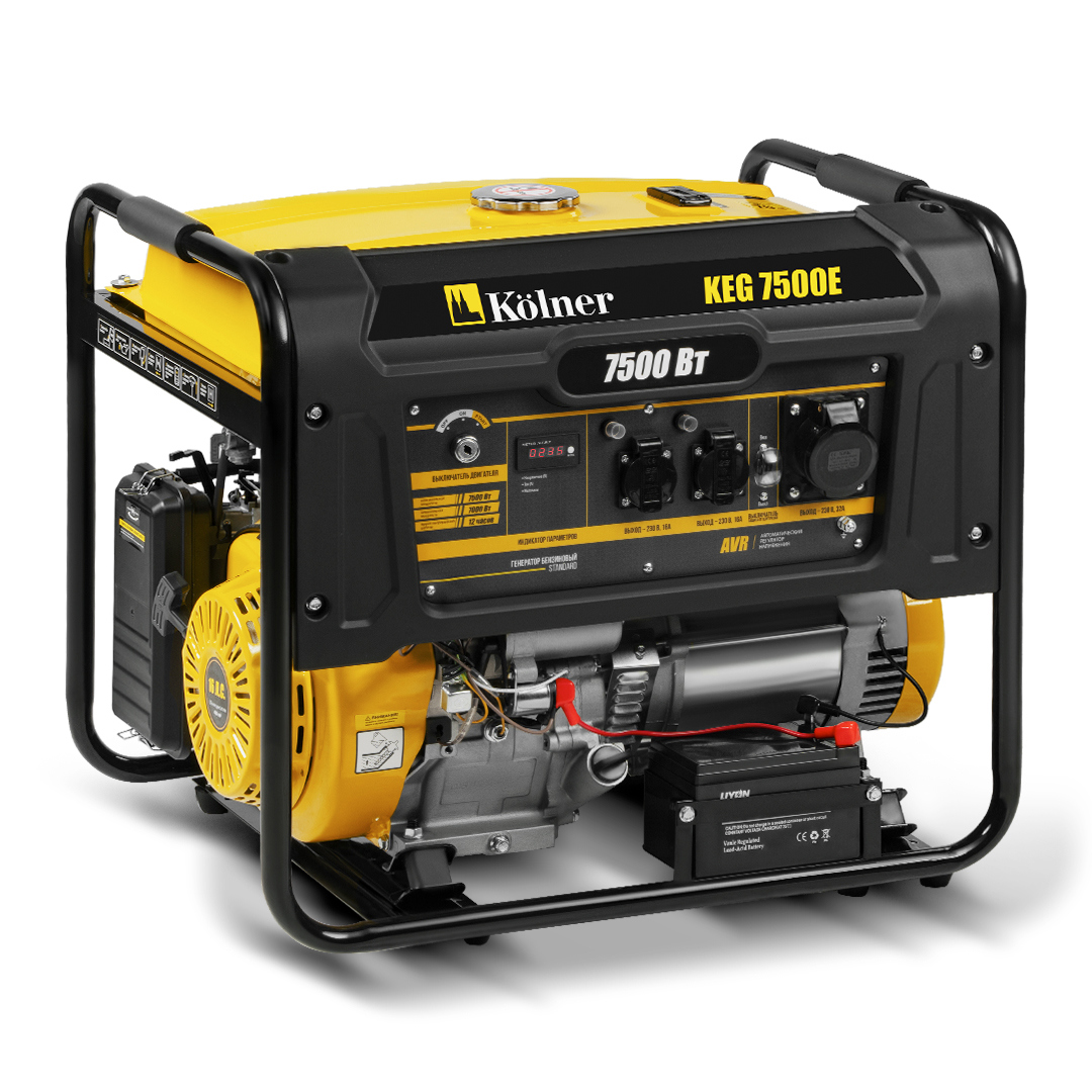 Изображение товара Генератор бензиновый KOLNER KEG 7500E 7.5 кВт стабилизация напряжения