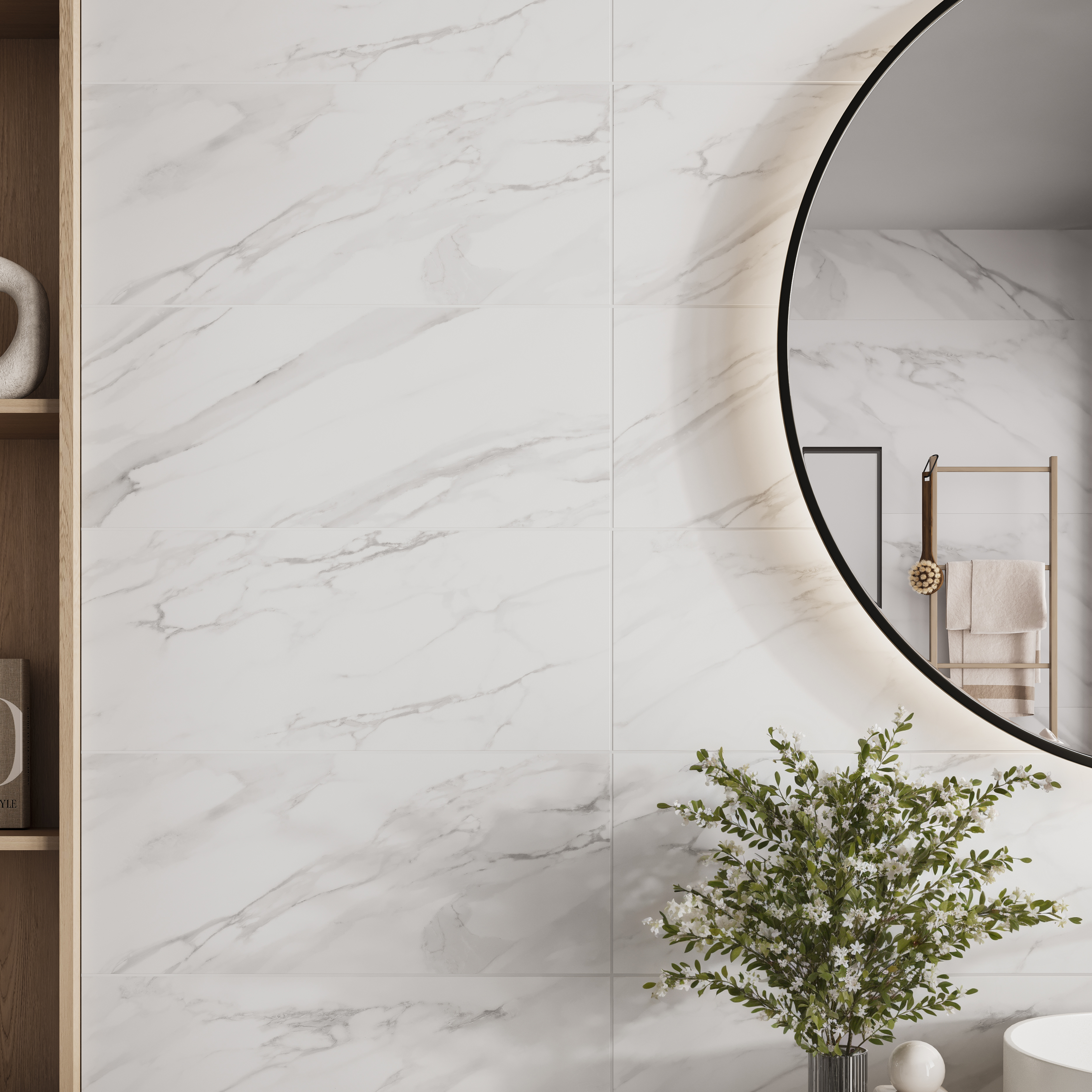 Изображение товара Настенная плитка Gracia Ceramica Hugo 25x60 см белая глянцевая мрамор морозостойкая