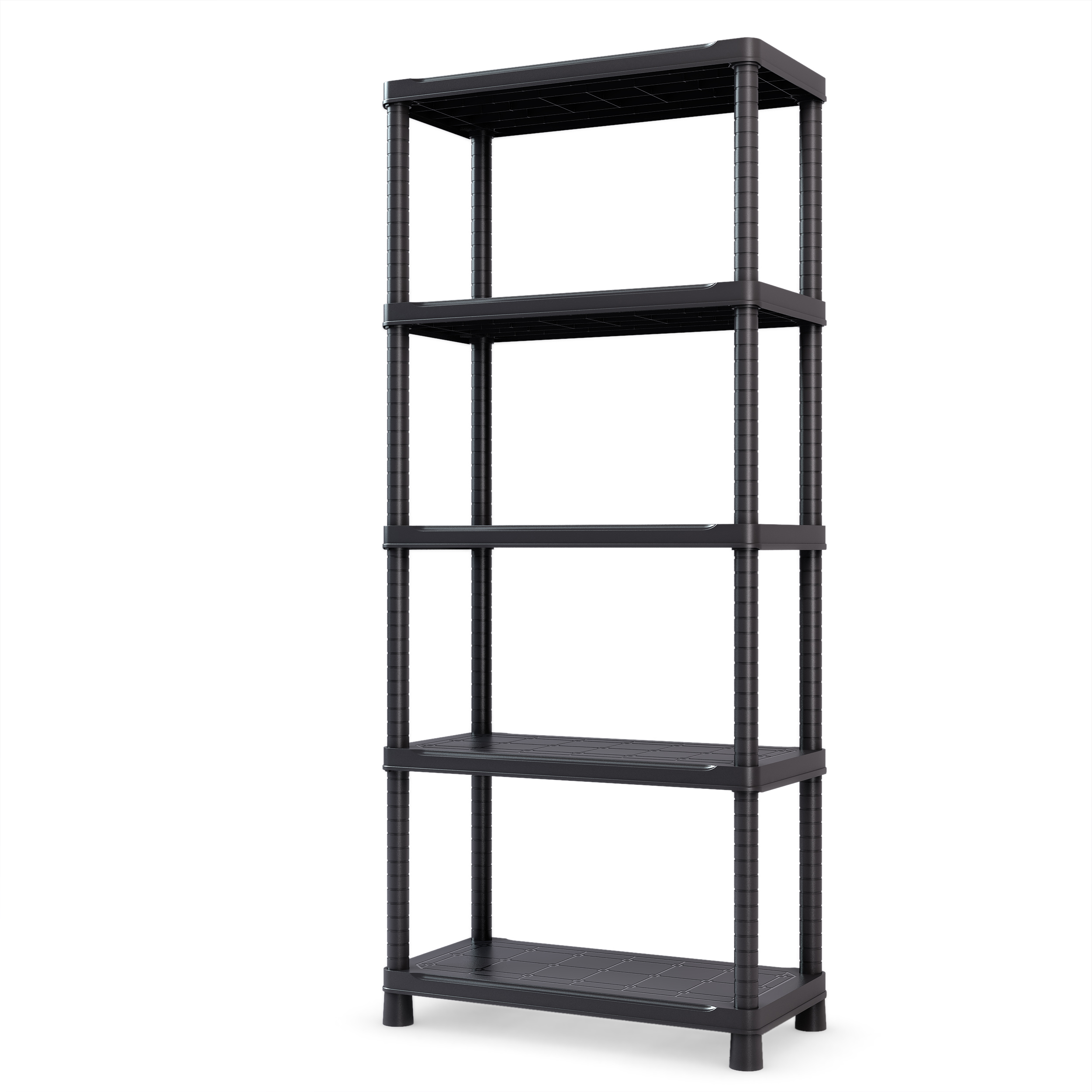 Изображение товара Стеллаж пластиковый бытовой 5 полок размеры 80x187x40 см черный высокой нагрузке