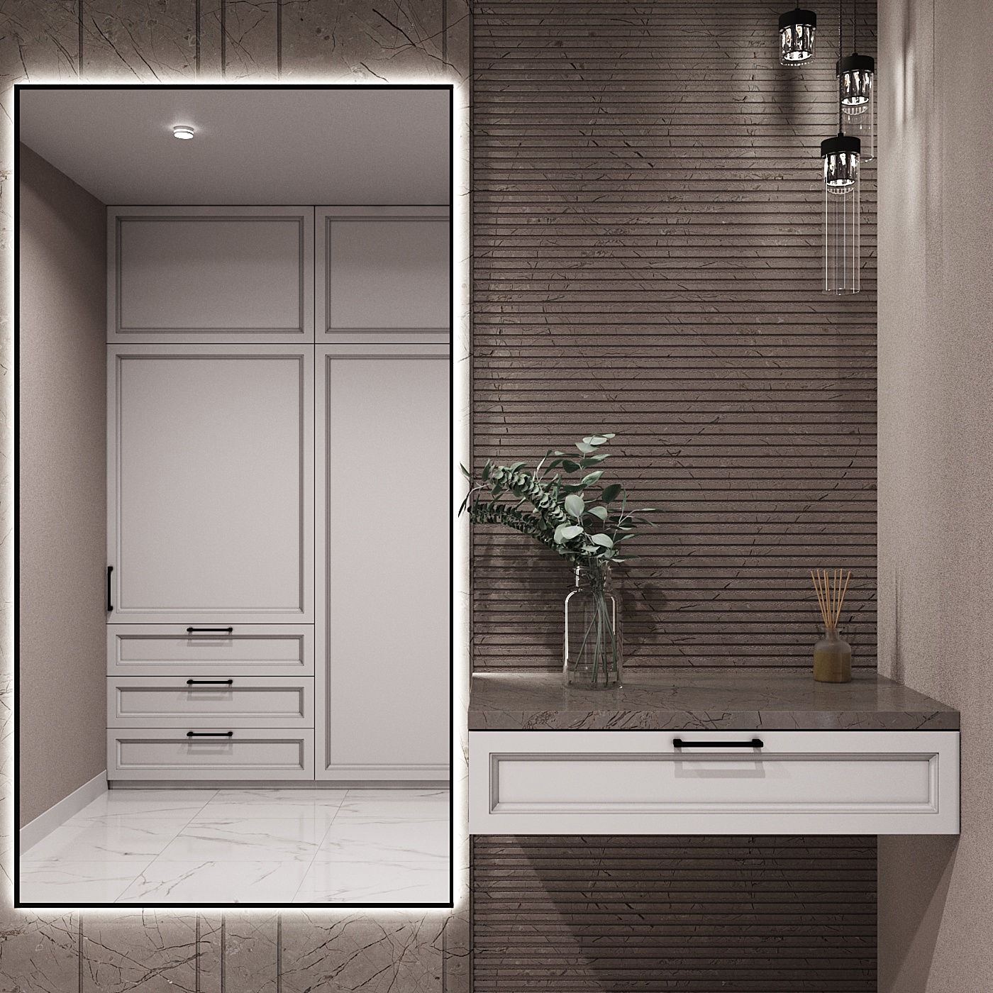 Изображение товара Зеркало ONE MIRROR с подсветкой 161x90 см черное алюминиевое 6000K