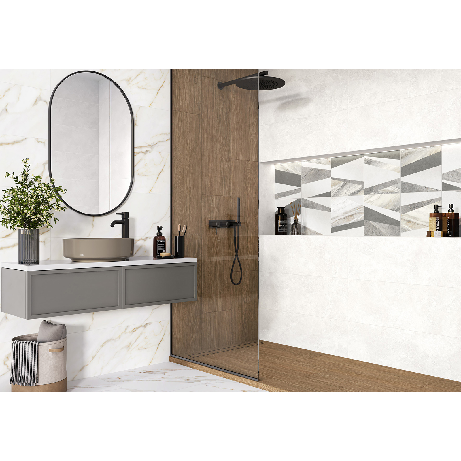 Изображение товара Настенная плитка Alma ceramica TWU3090ATU27R 30x90 см в коллекции Anturin многоцветная