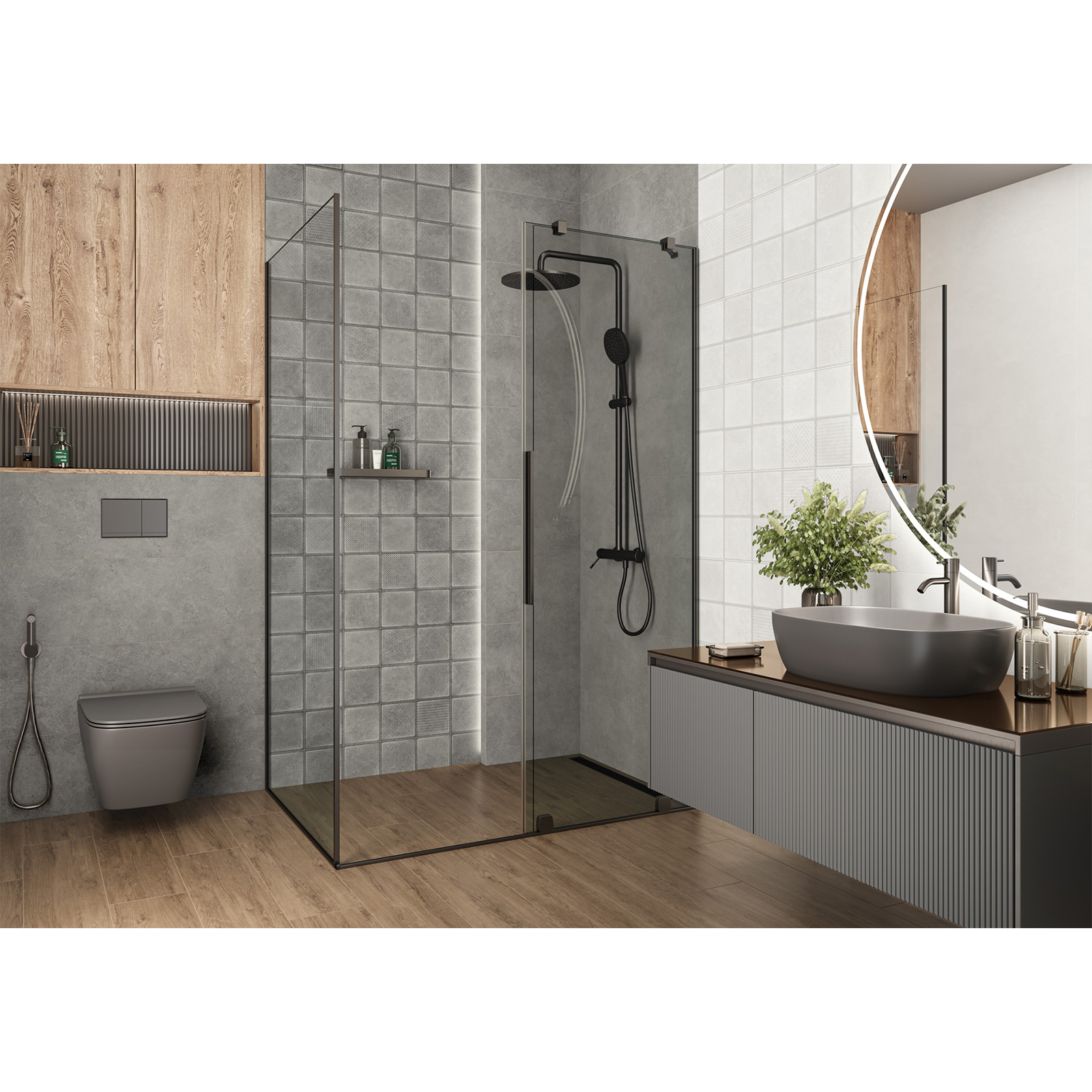 Изображение товара Настенная плитка Alma ceramica TWU3090CUB70R серый 30x90 см