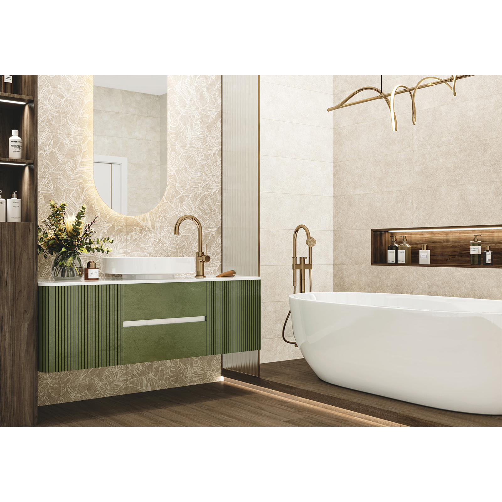 Изображение товара Настенная плитка Alma Ceramica TWU3090GAR14R 30x90см бежевый рельефный дизайн