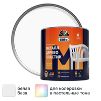Изображение товара Эмаль Dufa Металл Дерево Пластик глянцевая цвет белый база 1 0.75 л