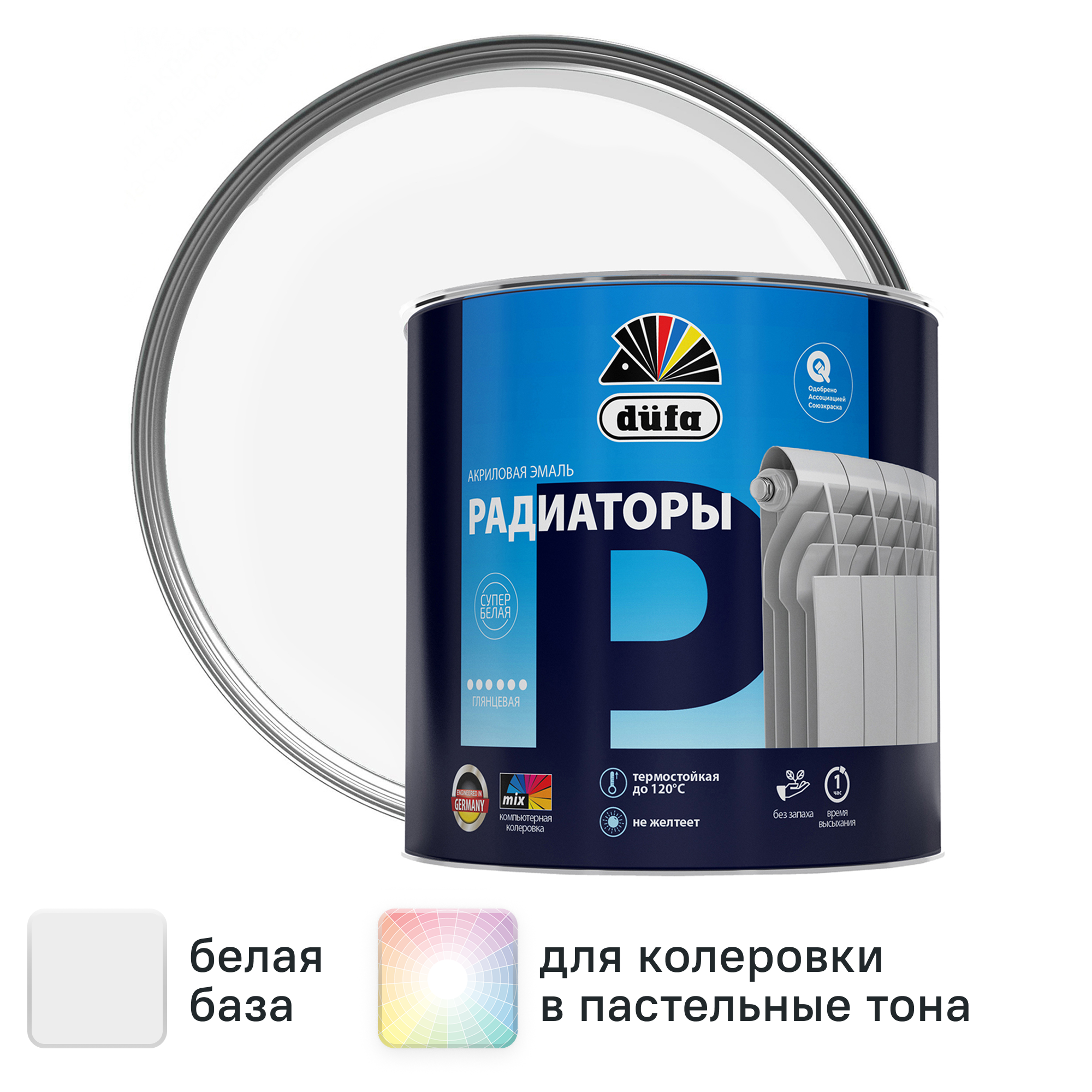 Изображение товара Эмаль для радиаторов Dufa Aqua глянцевая 1.8 л белая для внутренних работ