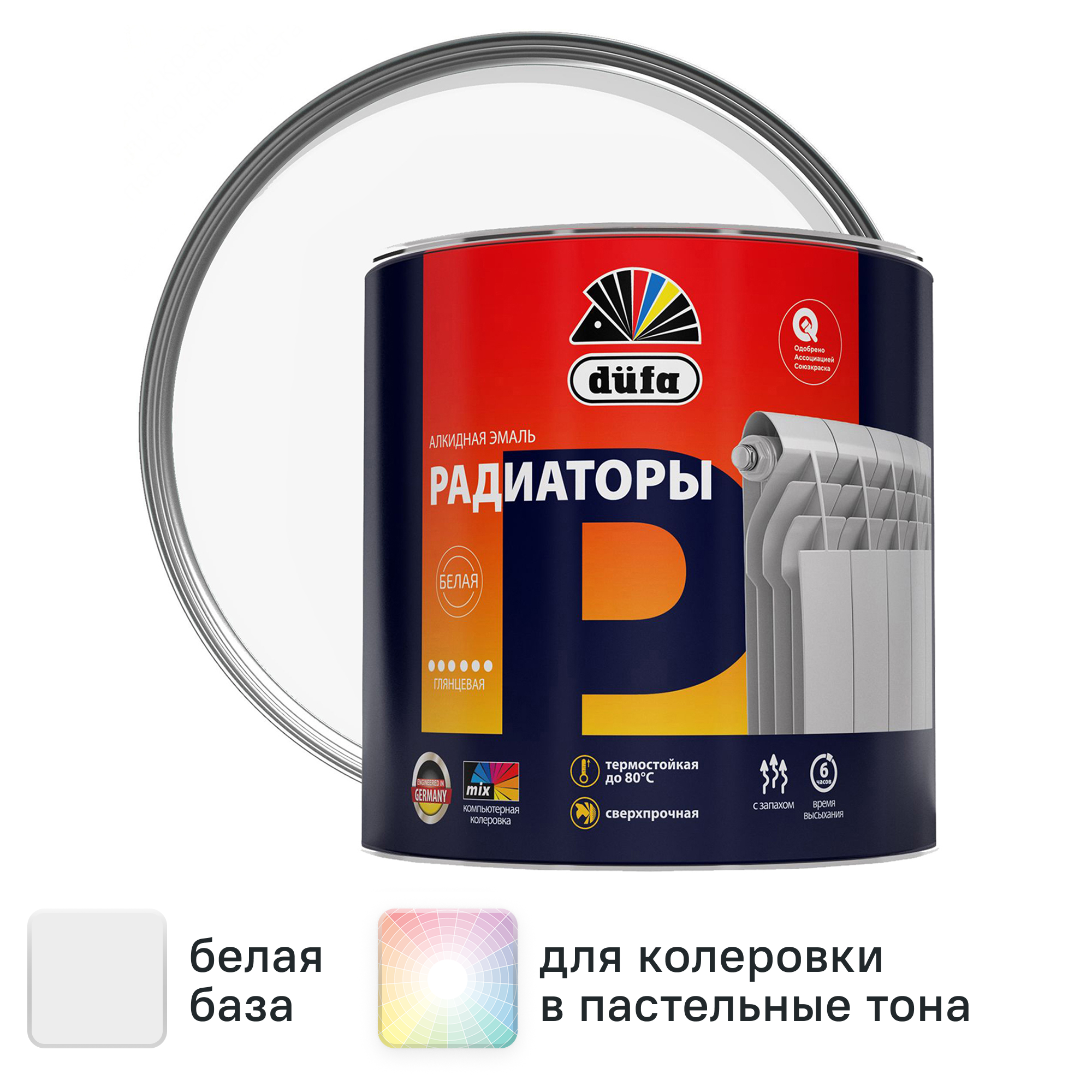 Изображение товара Эмаль для радиаторов Dufa Heizkorperlack глянцевая 1.8 л Белая