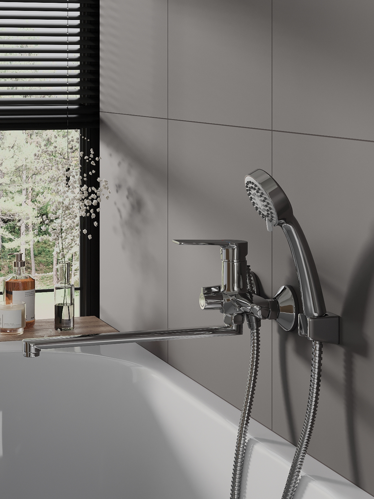 Изображение товара Смеситель для ванной Agger 24 TL-2421100 однорычажный с душевой лейкой хром