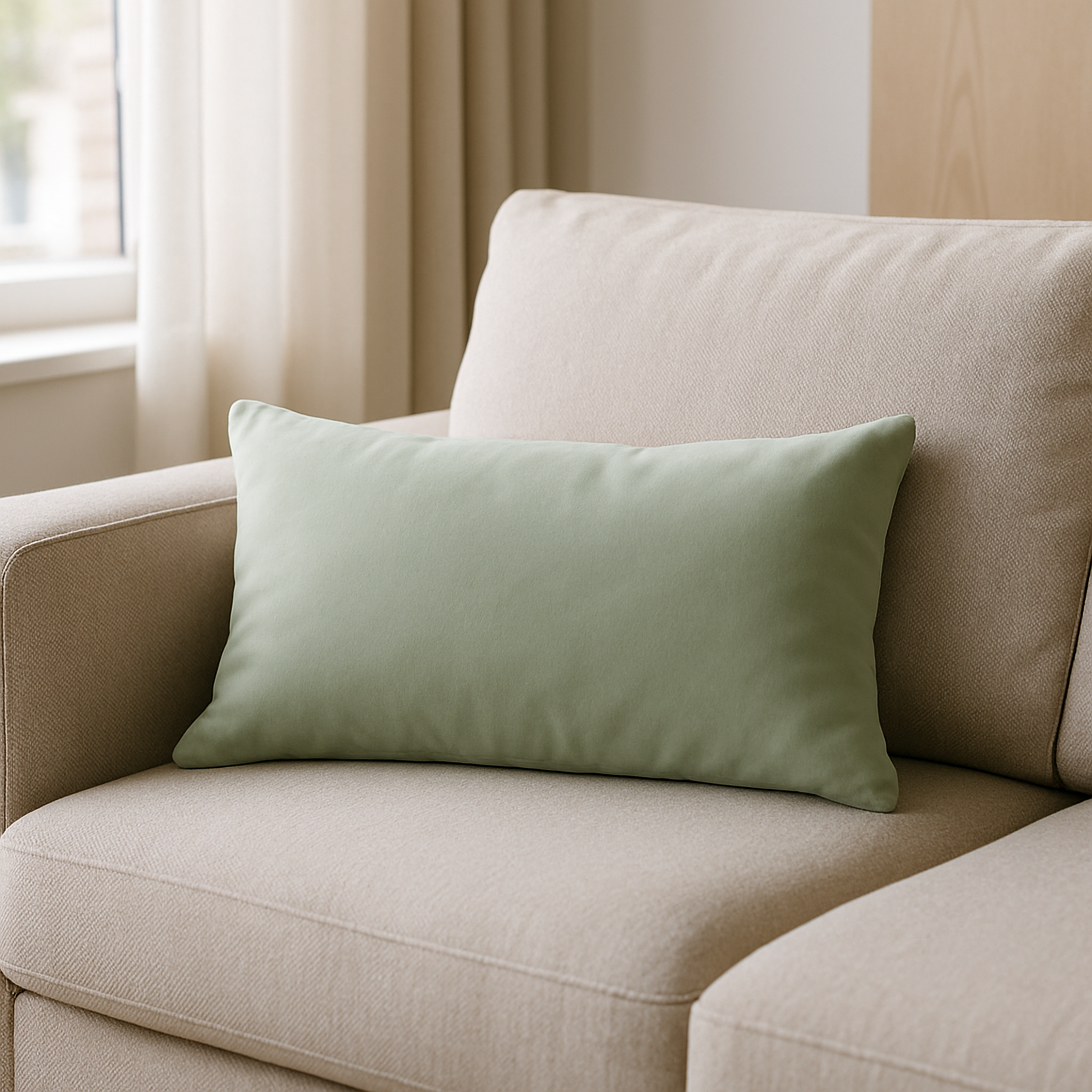 Изображение товара Декоративная подушка Ламия 30x50 см серо-зеленая бархатная для интерьера