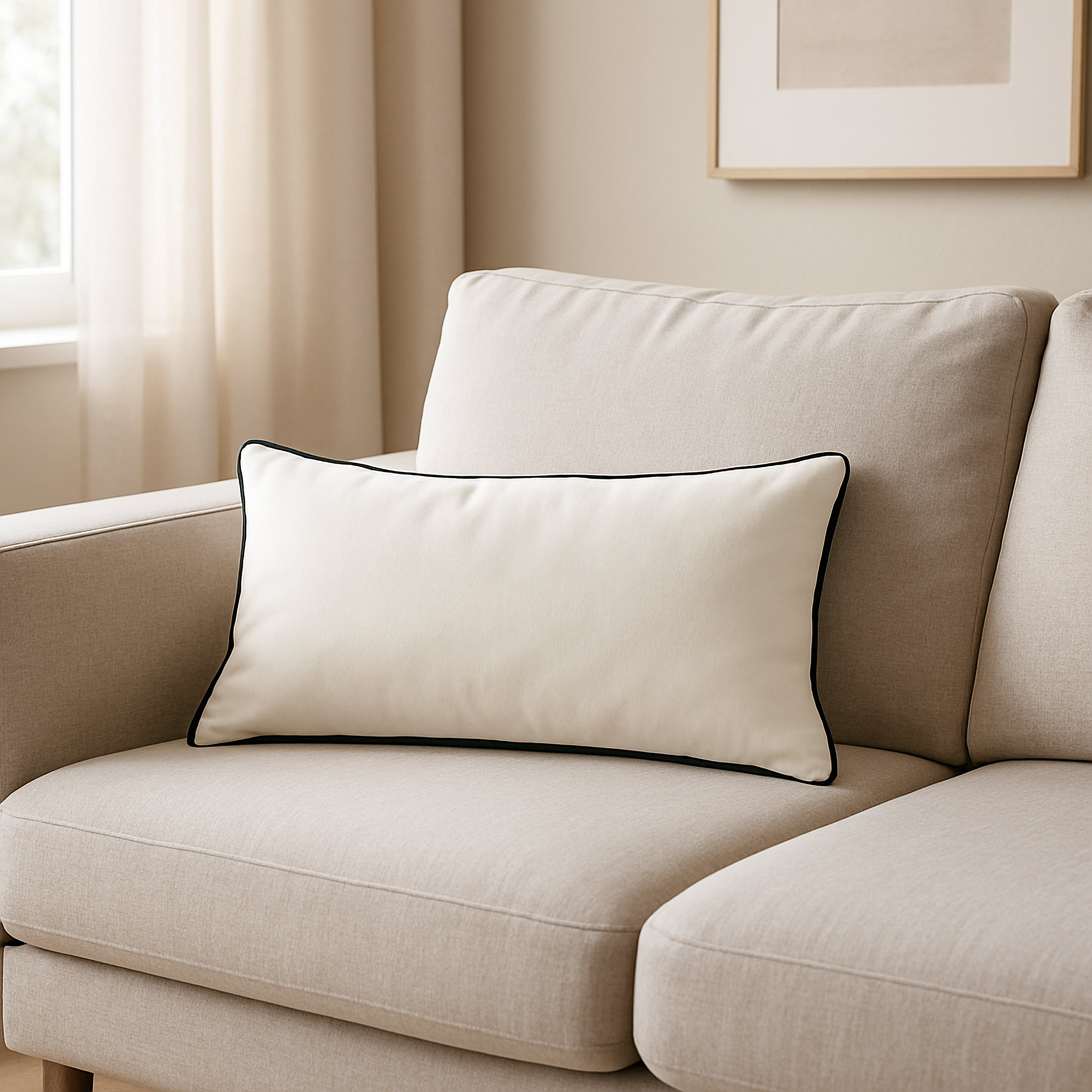 Изображение товара Декоративная подушка Арта 30x50 см молочный бежевый стильный дизайн