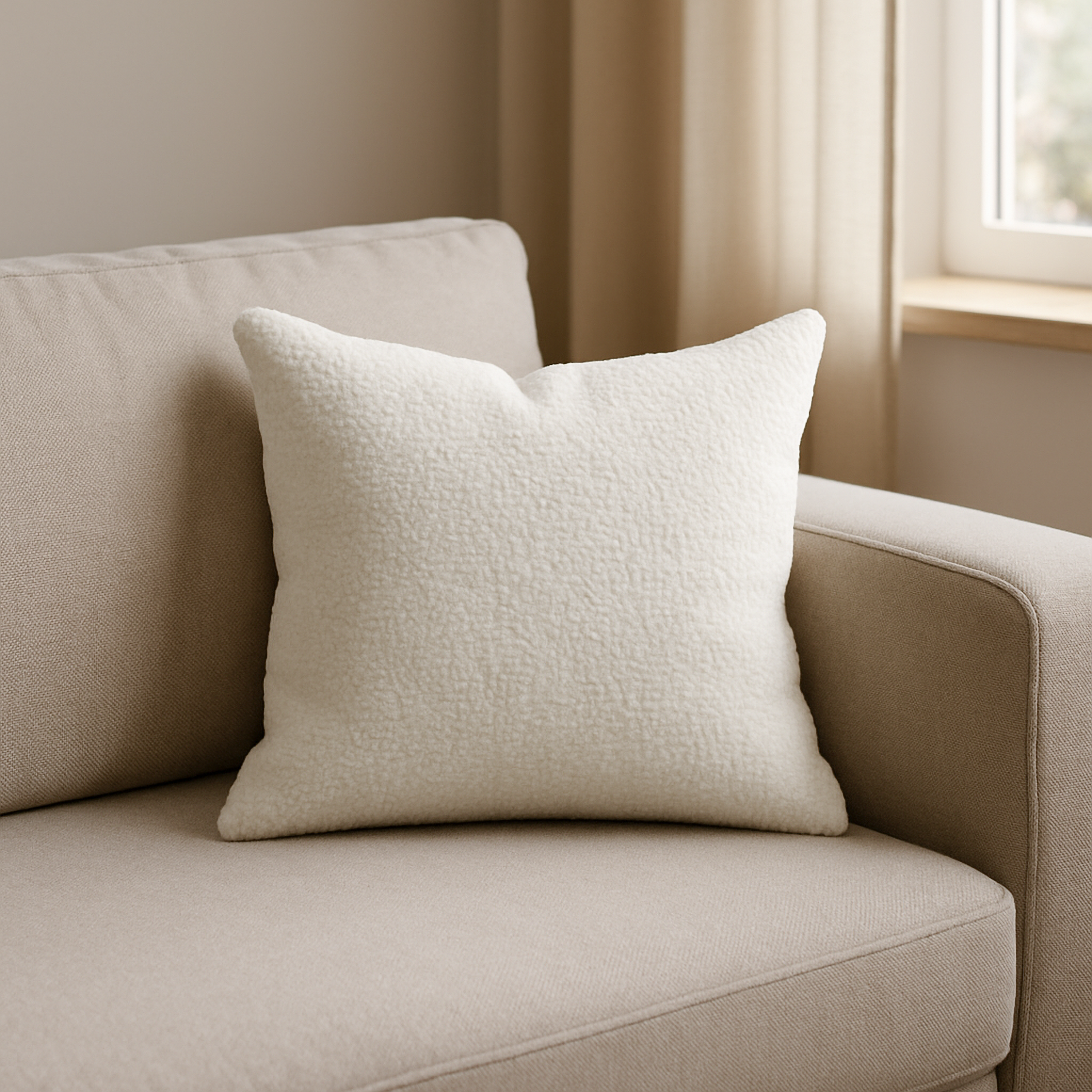 Изображение товара Декоративная подушка Белфорд 40x40 см молочная для интерьера