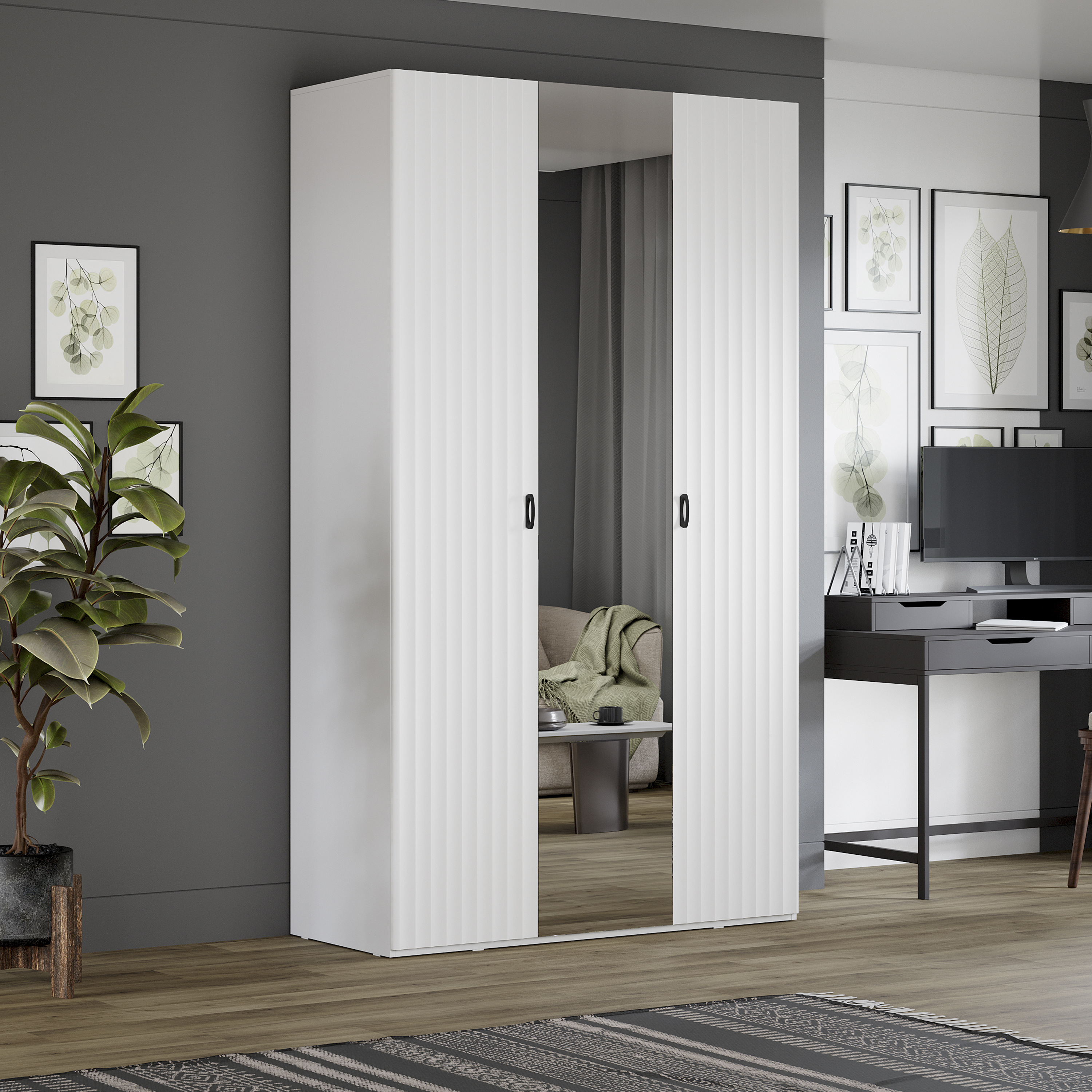 Изображение товара Шкаф распашной Триия Тиффани 130x224x53 см белый жемчуг софт Россия