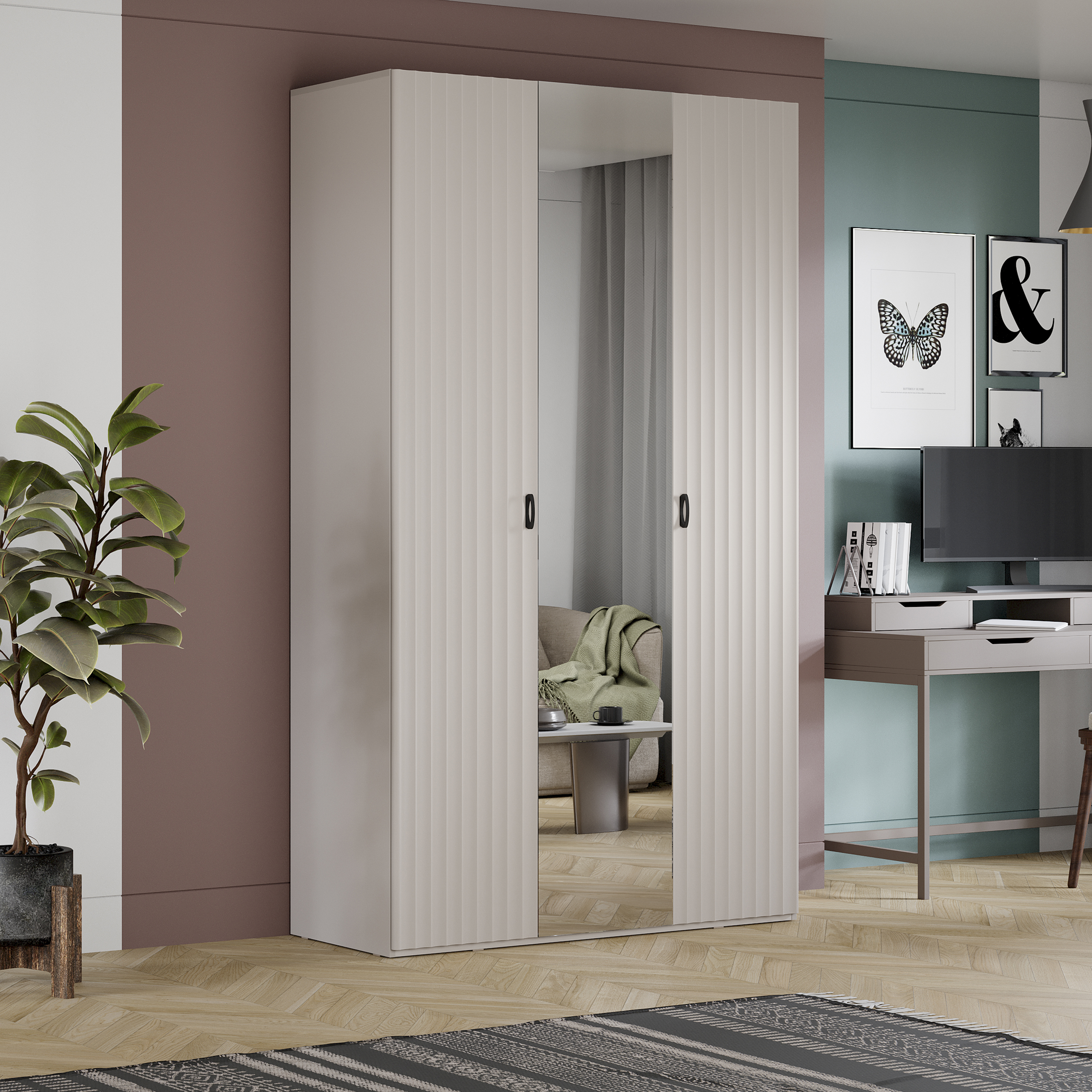 Изображение товара Шкаф распашной Трия Тиффани с 2 дверями 130x224x53 см ЛДСП цвет кашемир/кашемир матовый